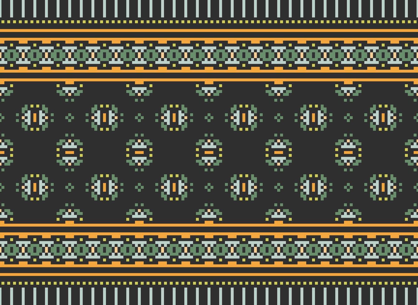 cross stitch traditional ethnic pattern paisley flower Ikat background abstract Aztec African Indonesian Indian seamless pattern for fabric print cloth dress carpet curtains and sarong vector
