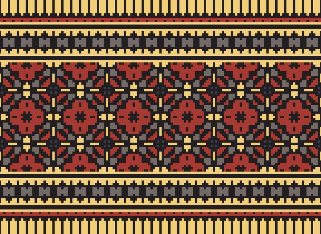 Beautiful floral cross stitch pattern.geometric ethnic oriental pattern traditional background.Aztec style abstract vector illustration.design for texture,fabric,clothing,wrapping,decoration,carpet.