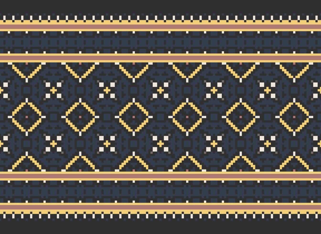 cross stitch traditional ethnic pattern paisley flower Ikat background abstract Aztec African Indonesian Indian seamless pattern for fabric print cloth dress carpet curtains and sarong vector
