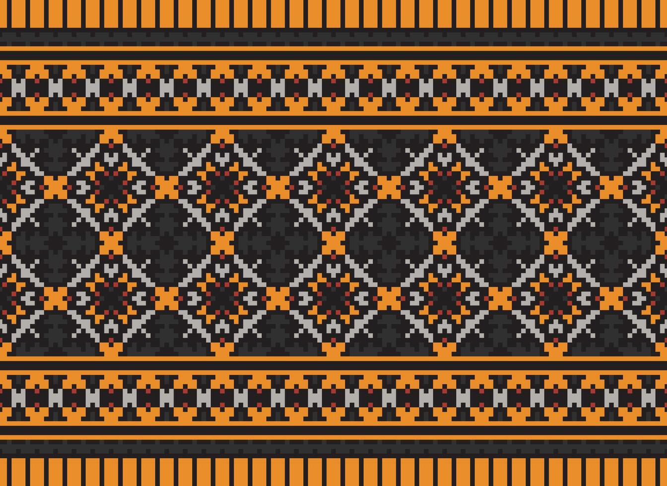 cross stitch traditional ethnic pattern paisley flower Ikat background abstract Aztec African Indonesian Indian seamless pattern for fabric print cloth dress carpet curtains and sarong vector