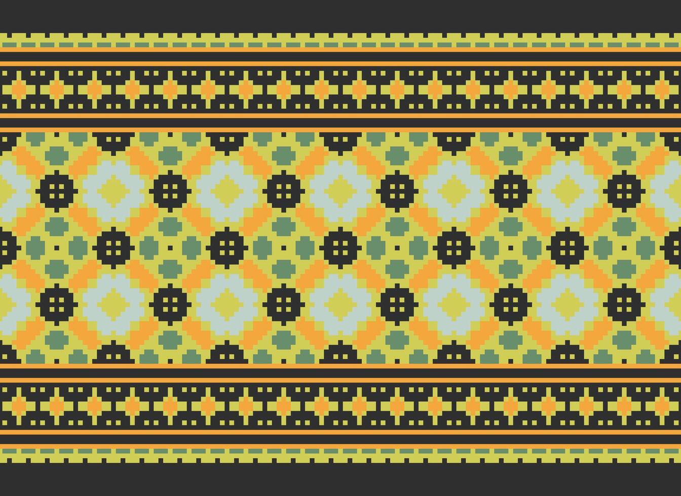 Beautiful floral cross stitch pattern.geometric ethnic oriental pattern traditional background.Aztec style abstract vector illustration.design for texture,fabric,clothing,wrapping,decoration,carpet.