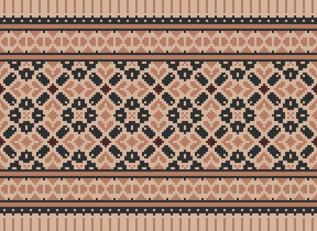 Beautiful floral cross stitch pattern.geometric ethnic oriental pattern traditional background.Aztec style abstract vector illustration.design for texture,fabric,clothing,wrapping,decoration,carpet.