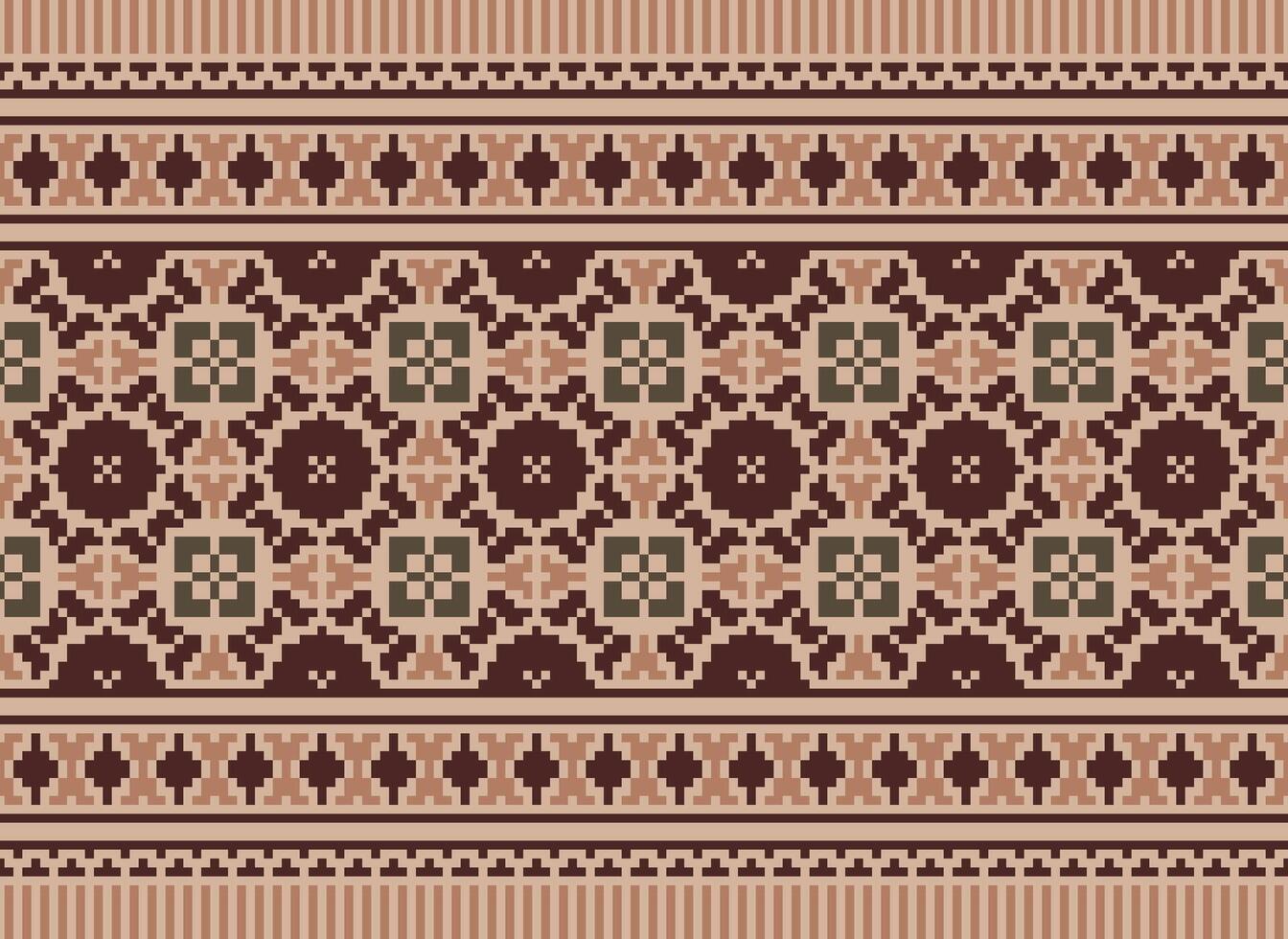 Beautiful floral cross stitch pattern.geometric ethnic oriental pattern traditional background.Aztec style abstract vector illustration.design for texture,fabric,clothing,wrapping,decoration,carpet.