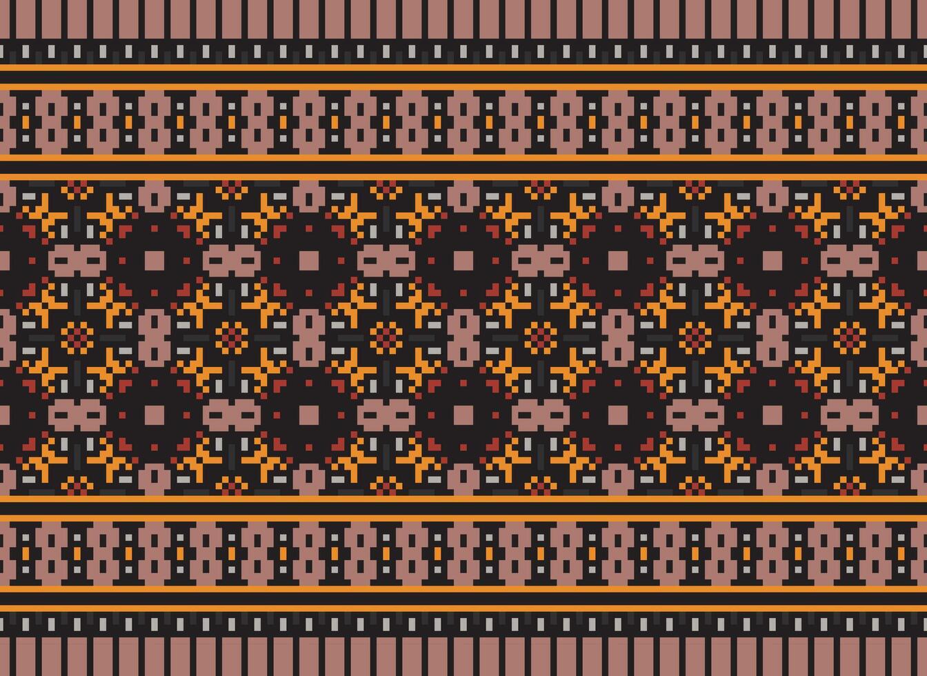 Beautiful floral cross stitch pattern.geometric ethnic oriental pattern traditional background.Aztec style abstract vector illustration.design for texture,fabric,clothing,wrapping,decoration,carpet.