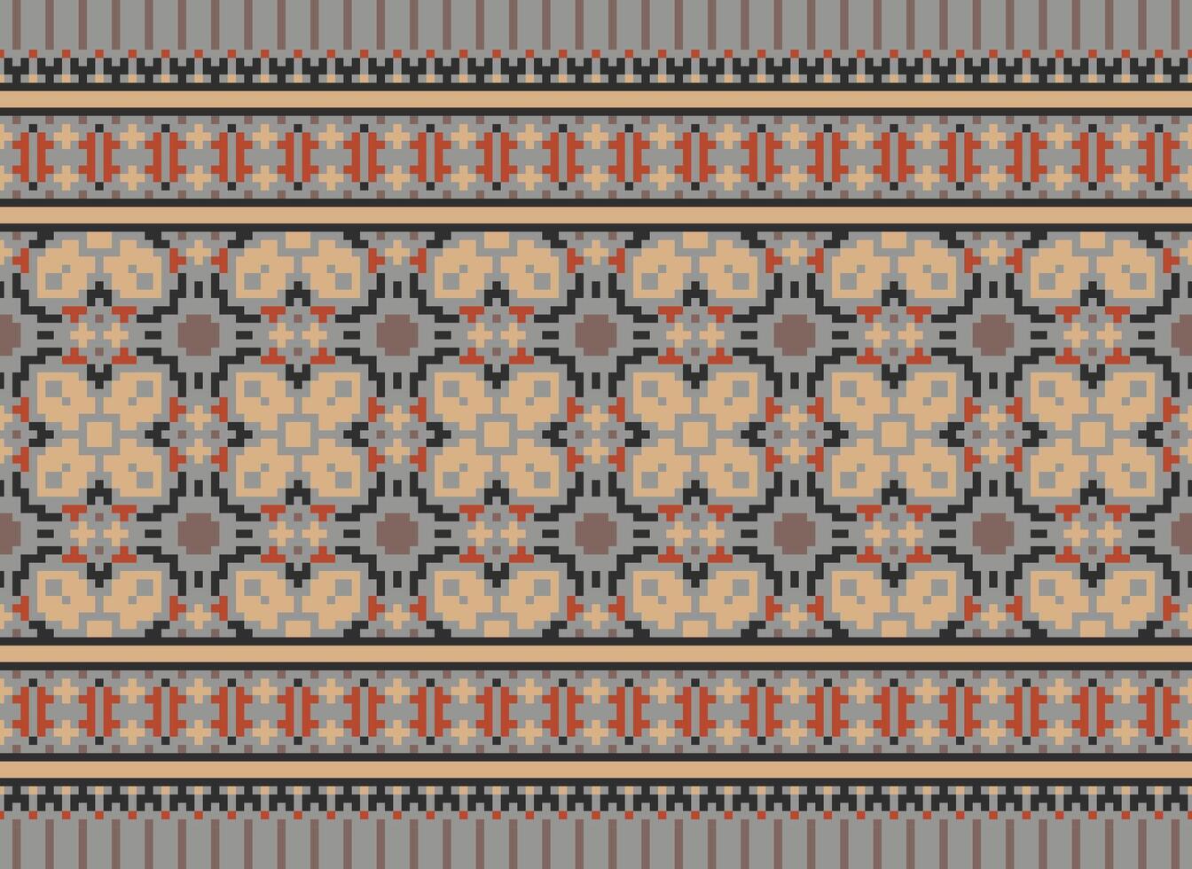 Beautiful floral cross stitch pattern.geometric ethnic oriental pattern traditional background.Aztec style abstract vector illustration.design for texture,fabric,clothing,wrapping,decoration,carpet.