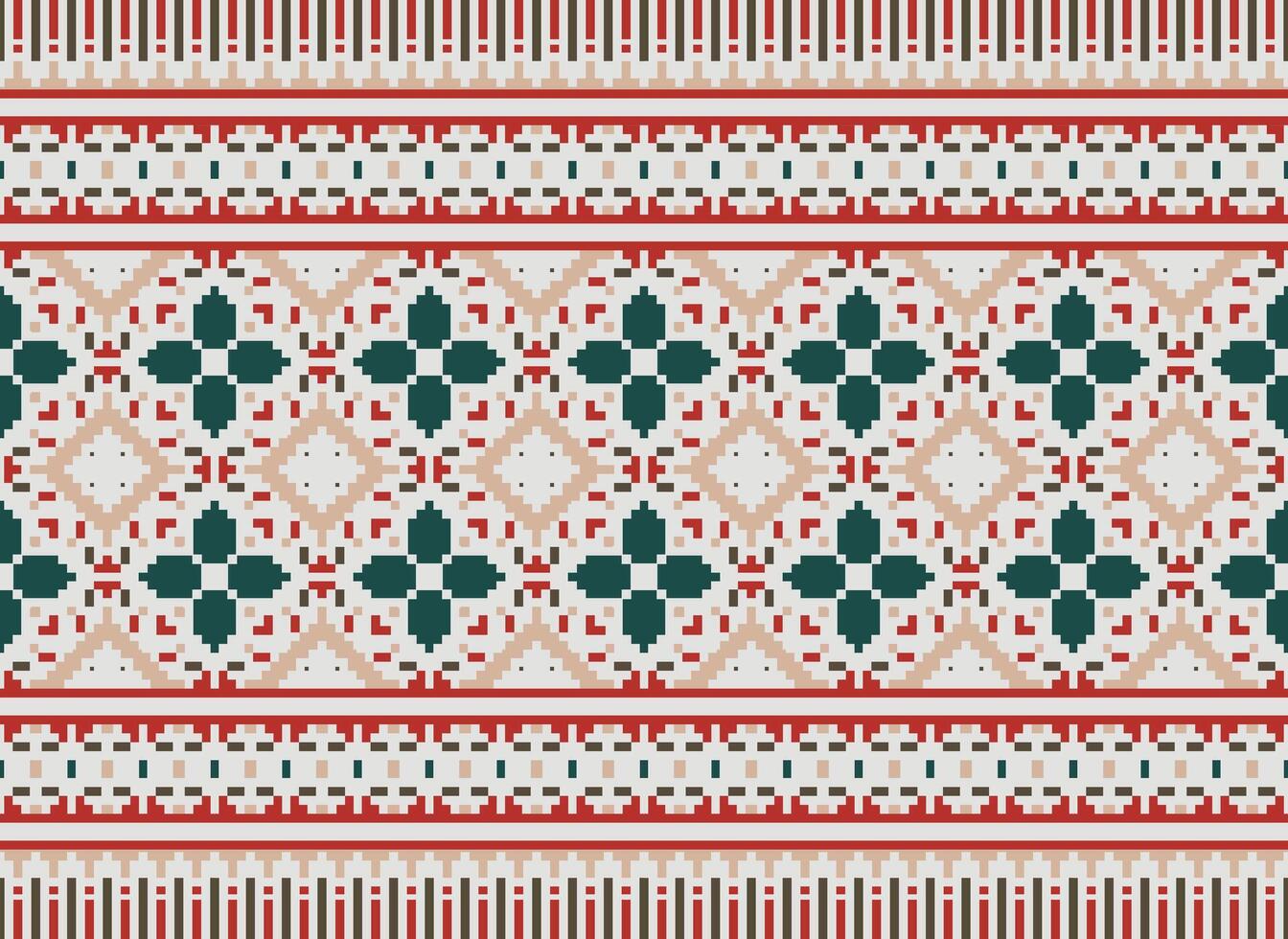 Beautiful floral cross stitch pattern.geometric ethnic oriental pattern traditional background.Aztec style abstract vector illustration.design for texture,fabric,clothing,wrapping,decoration,carpet.