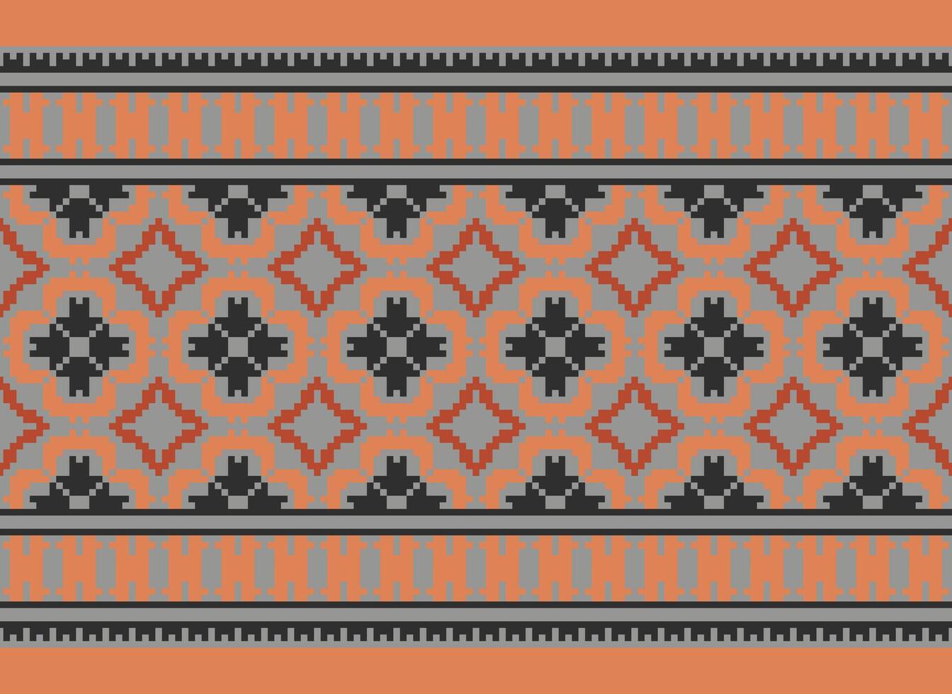 Beautiful floral cross stitch pattern.geometric ethnic oriental pattern traditional background.Aztec style abstract vector illustration.design for texture,fabric,clothing,wrapping,decoration,carpet.