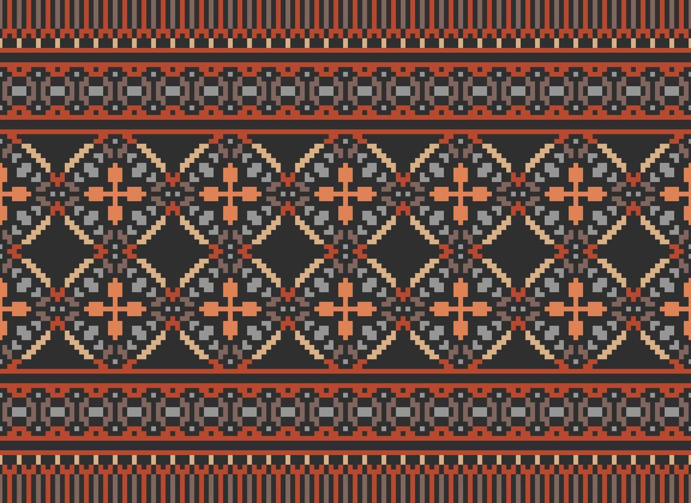 Beautiful floral cross stitch pattern.geometric ethnic oriental pattern traditional background.Aztec style abstract vector illustration.design for texture,fabric,clothing,wrapping,decoration,carpet.