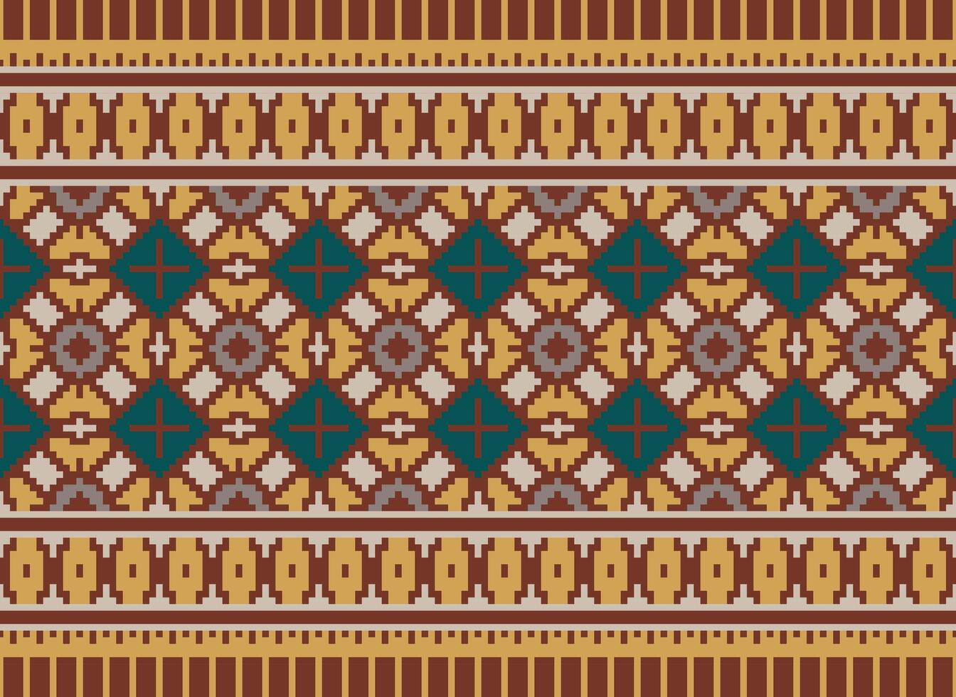 Beautiful floral cross stitch pattern.geometric ethnic oriental pattern traditional background.Aztec style abstract vector illustration.design for texture,fabric,clothing,wrapping,decoration,carpet.