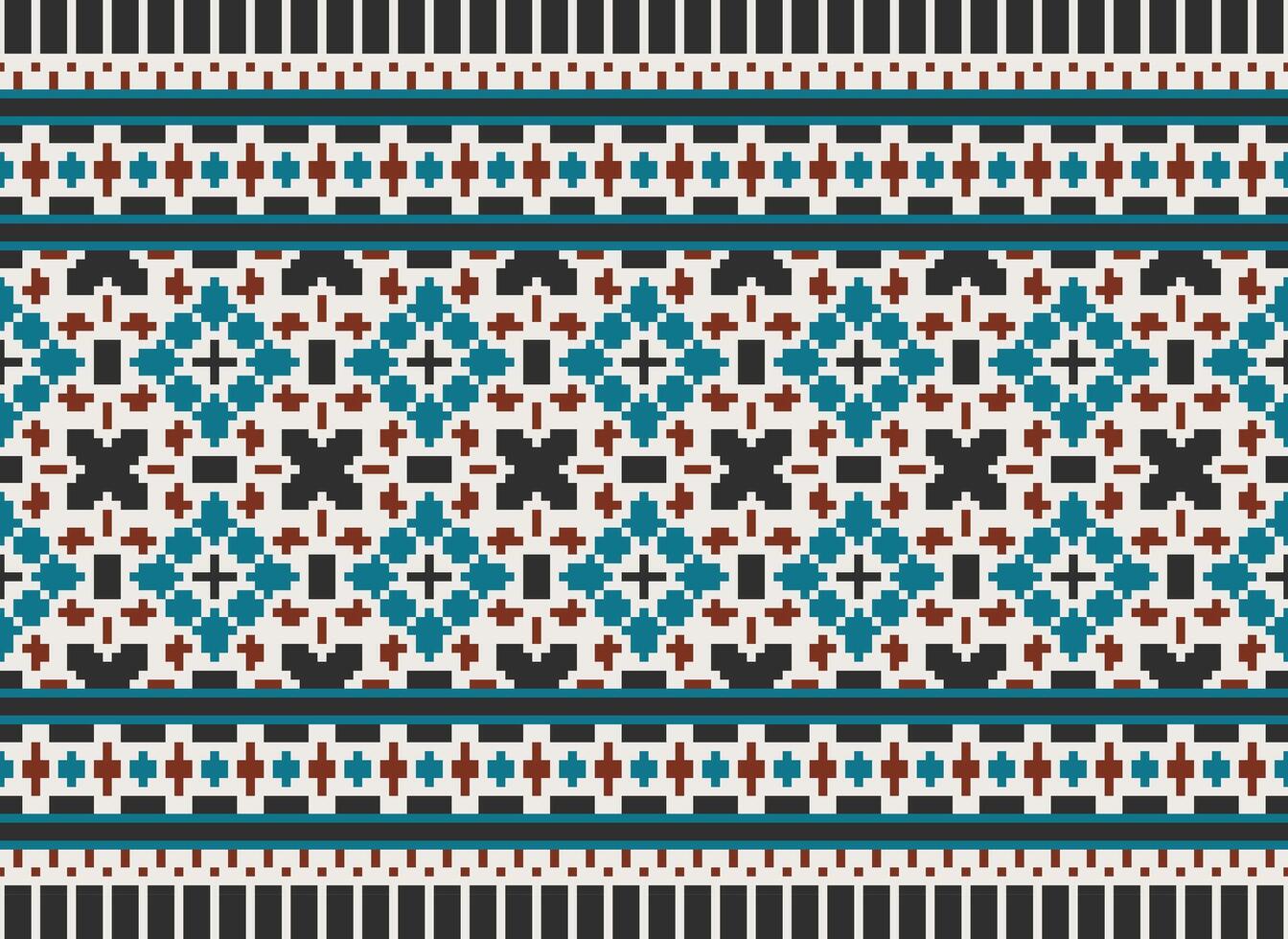 Beautiful floral cross stitch pattern.geometric ethnic oriental pattern traditional background.Aztec style abstract vector illustration.design for texture,fabric,clothing,wrapping,decoration,carpet.