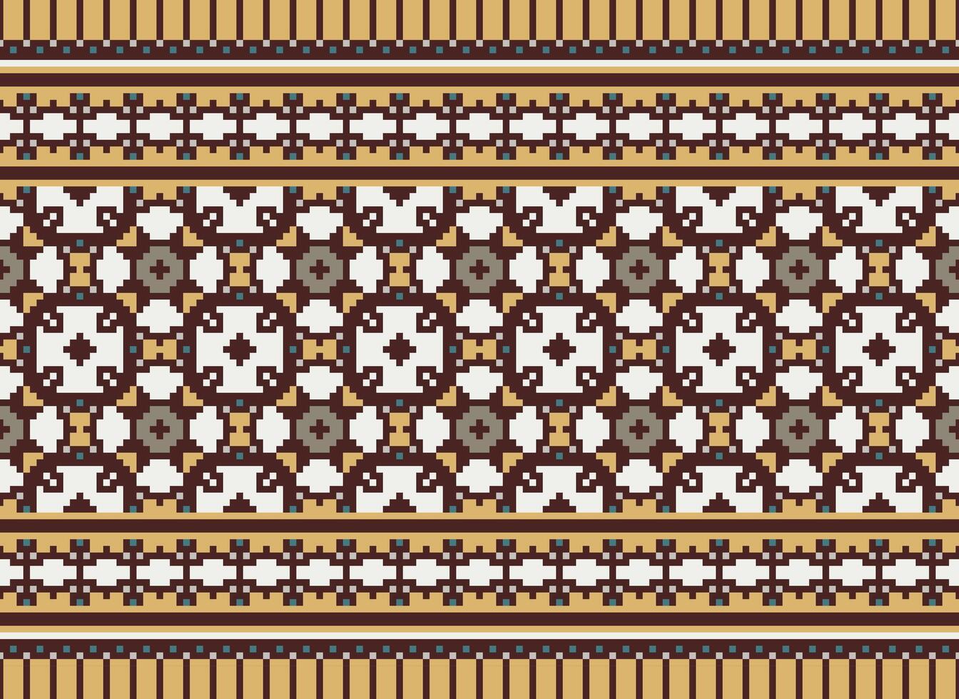 Beautiful floral cross stitch pattern.geometric ethnic oriental pattern traditional background.Aztec style abstract vector illustration.design for texture,fabric,clothing,wrapping,decoration,carpet.