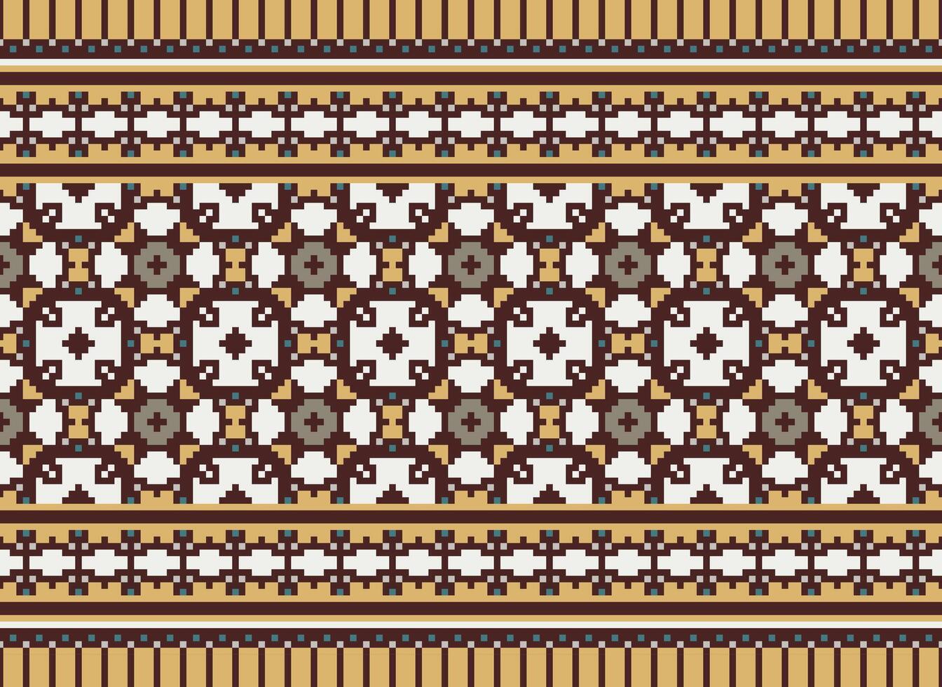 Beautiful floral cross stitch pattern.geometric ethnic oriental pattern traditional background.Aztec style abstract vector illustration.design for texture,fabric,clothing,wrapping,decoration,carpet.