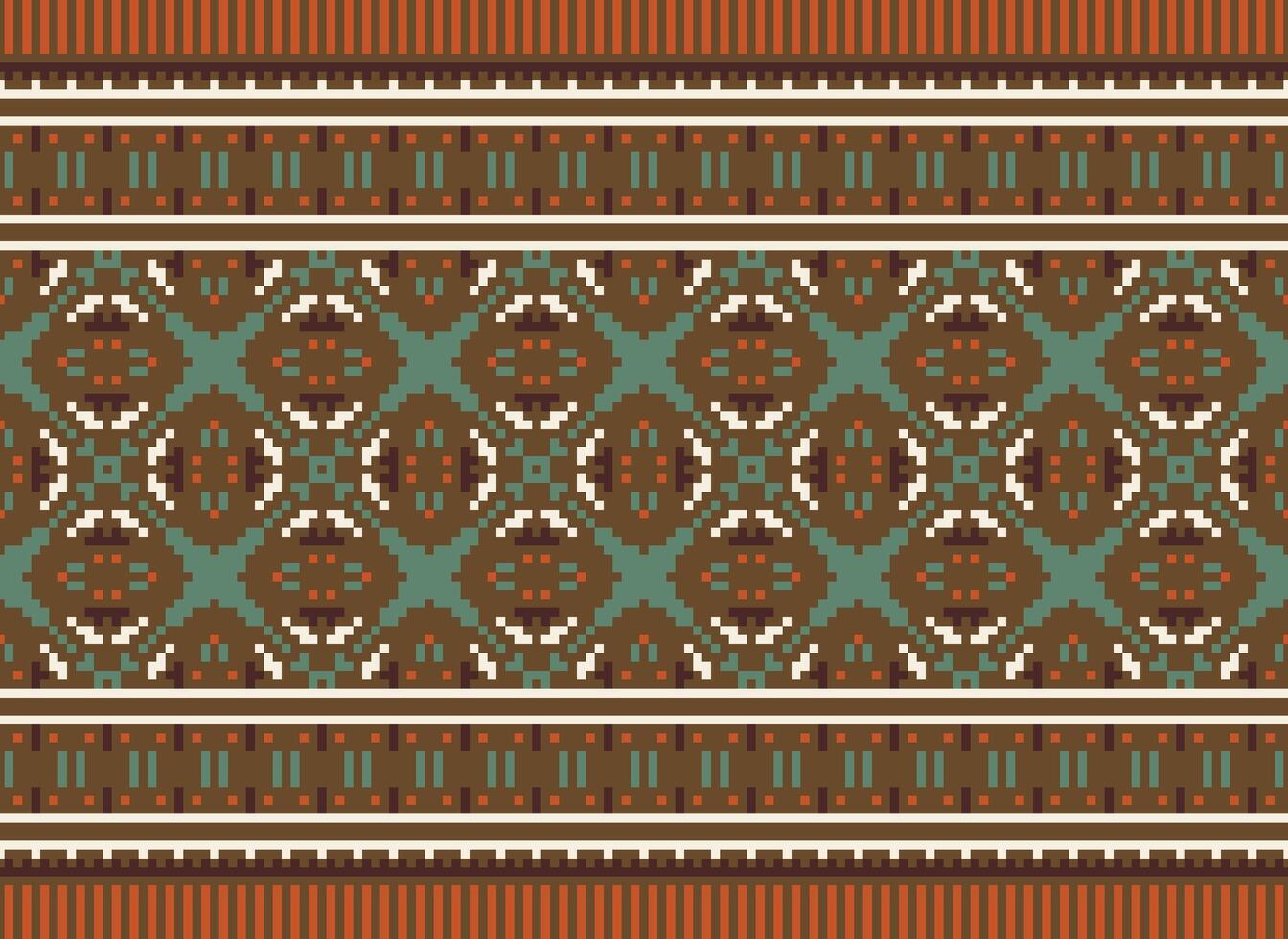 Beautiful floral cross stitch pattern.geometric ethnic oriental pattern traditional background.Aztec style abstract vector illustration.design for texture,fabric,clothing,wrapping,decoration,carpet.