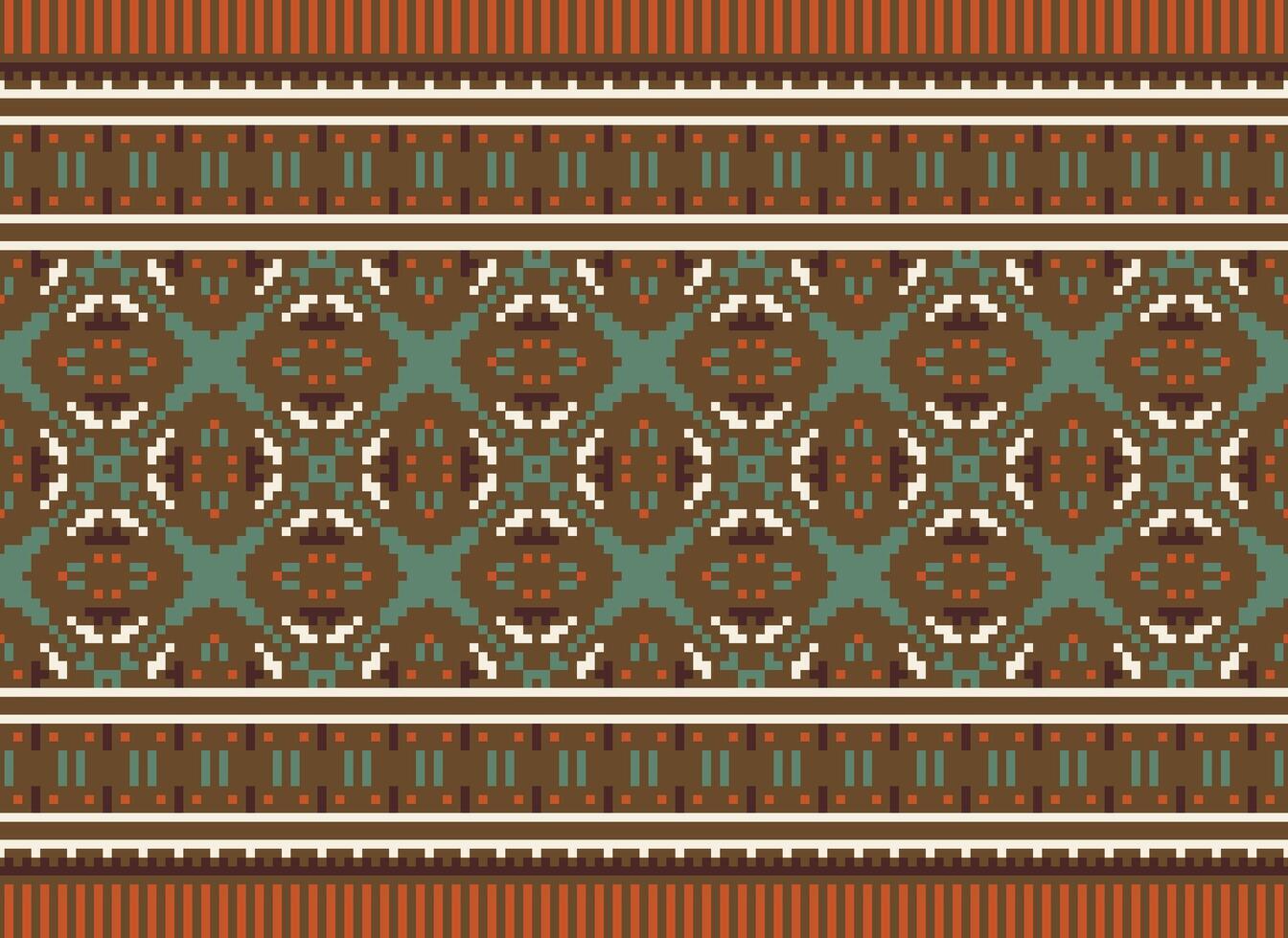 Beautiful floral cross stitch pattern.geometric ethnic oriental pattern traditional background.Aztec style abstract vector illustration.design for texture,fabric,clothing,wrapping,decoration,carpet.