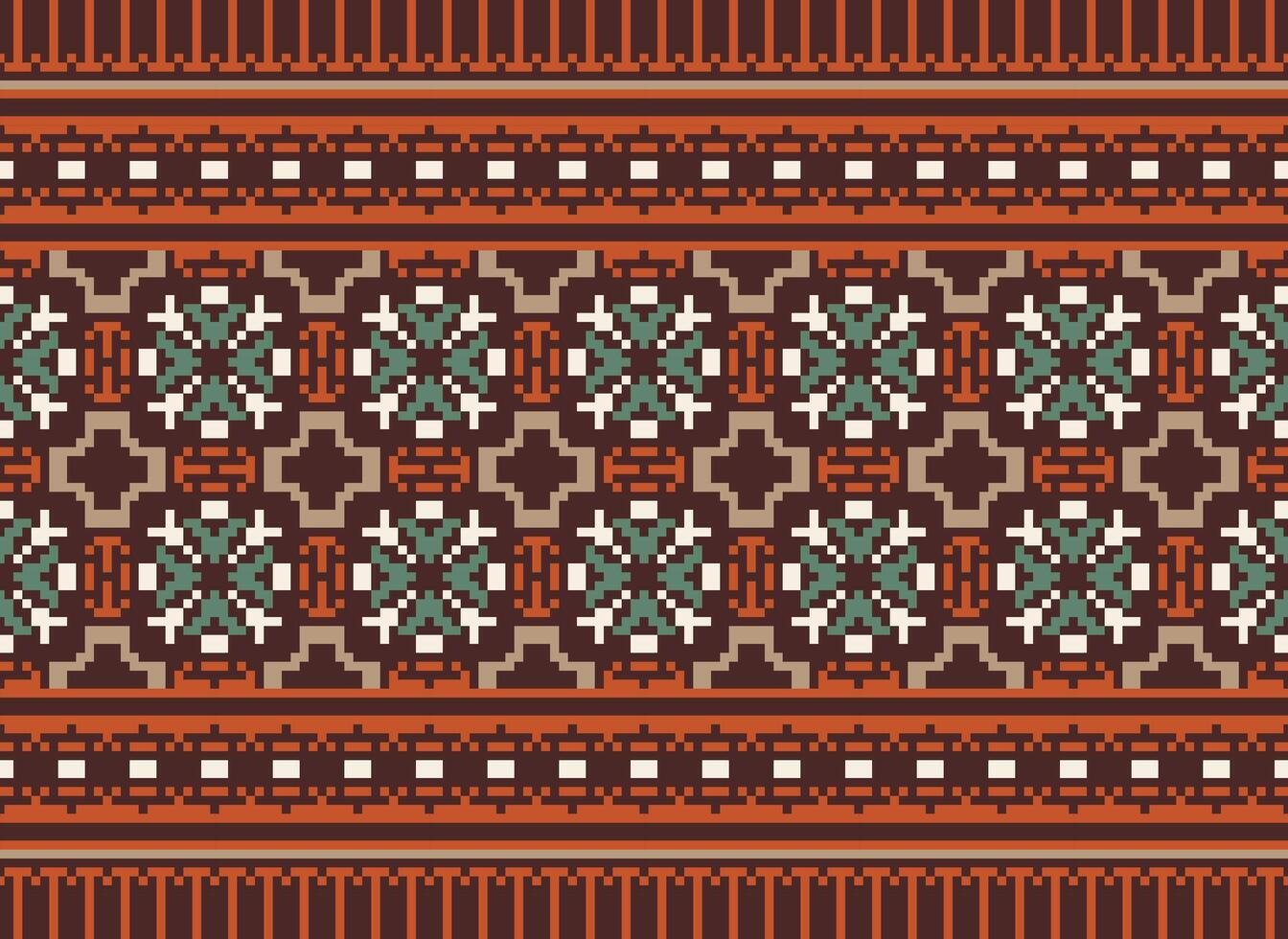 Beautiful floral cross stitch pattern.geometric ethnic oriental pattern traditional background.Aztec style abstract vector illustration.design for texture,fabric,clothing,wrapping,decoration,carpet.