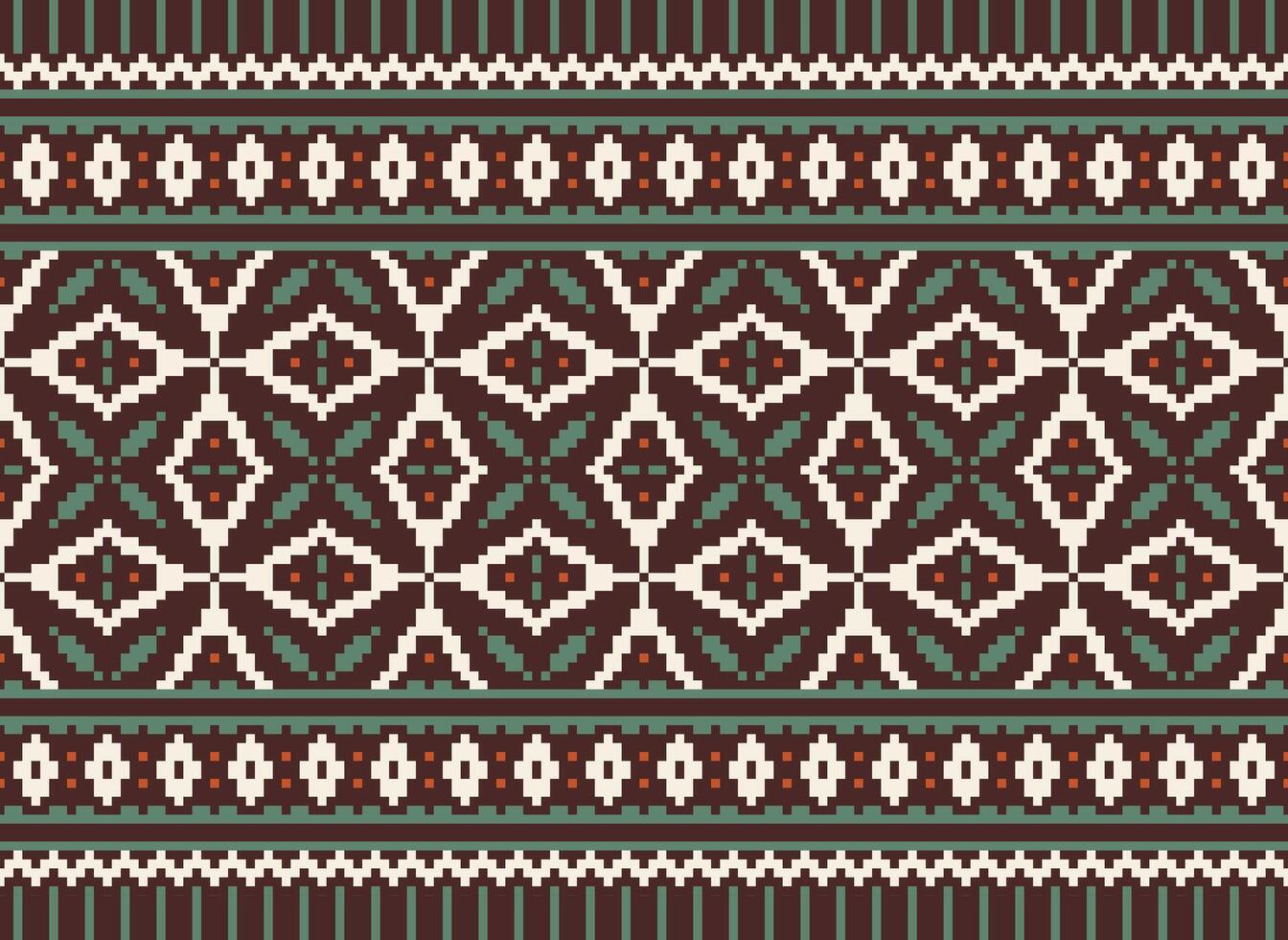 Beautiful floral cross stitch pattern.geometric ethnic oriental pattern traditional background.Aztec style abstract vector illustration.design for texture,fabric,clothing,wrapping,decoration,carpet.