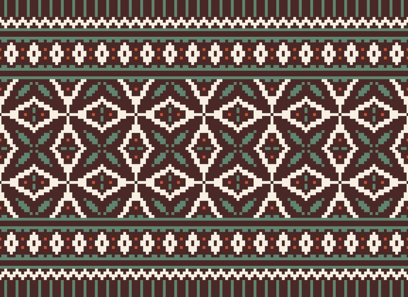 Beautiful floral cross stitch pattern.geometric ethnic oriental pattern traditional background.Aztec style abstract vector illustration.design for texture,fabric,clothing,wrapping,decoration,carpet.