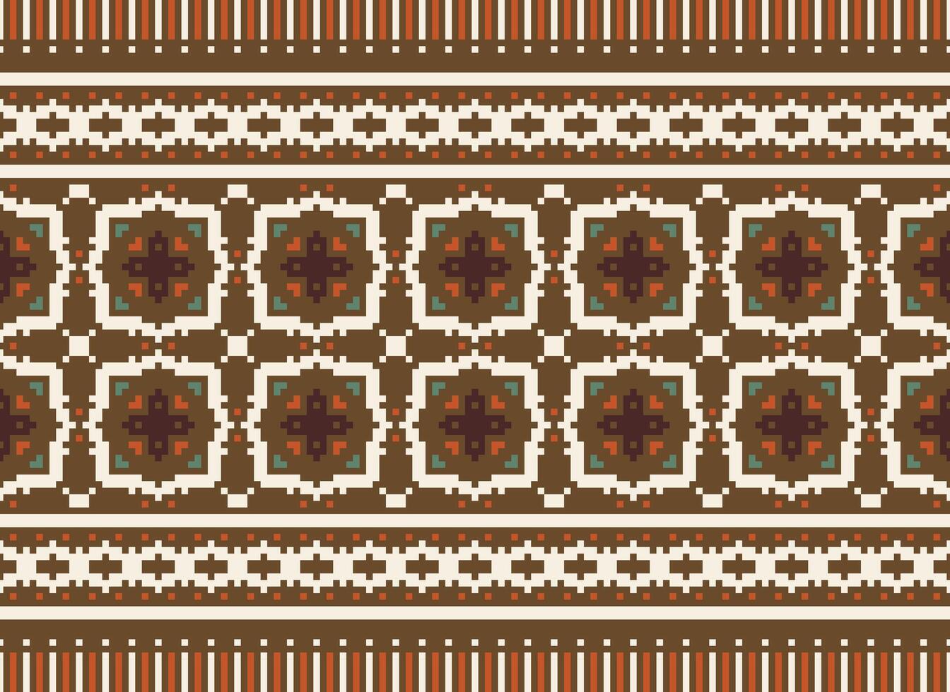 Beautiful floral cross stitch pattern.geometric ethnic oriental pattern traditional background.Aztec style abstract vector illustration.design for texture,fabric,clothing,wrapping,decoration,carpet.