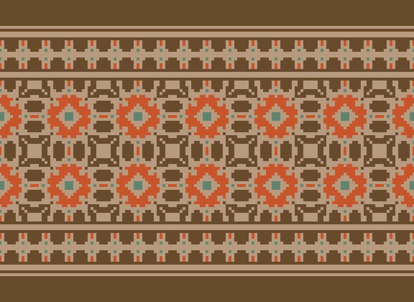 Beautiful floral cross stitch pattern.geometric ethnic oriental pattern traditional background.Aztec style abstract vector illustration.design for texture,fabric,clothing,wrapping,decoration,carpet.