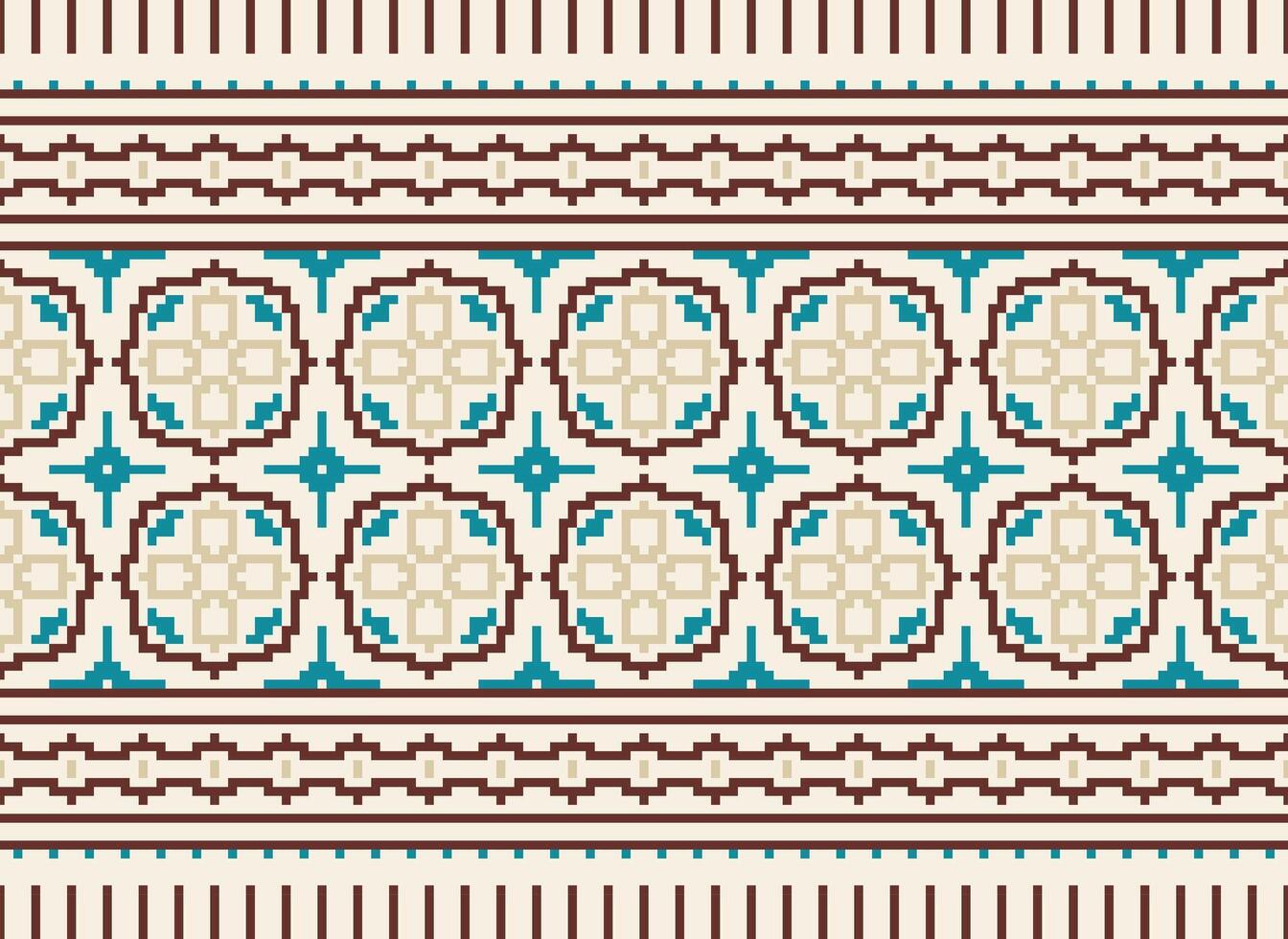 Beautiful floral cross stitch pattern.geometric ethnic oriental pattern traditional background.Aztec style abstract vector illustration.design for texture,fabric,clothing,wrapping,decoration,carpet.