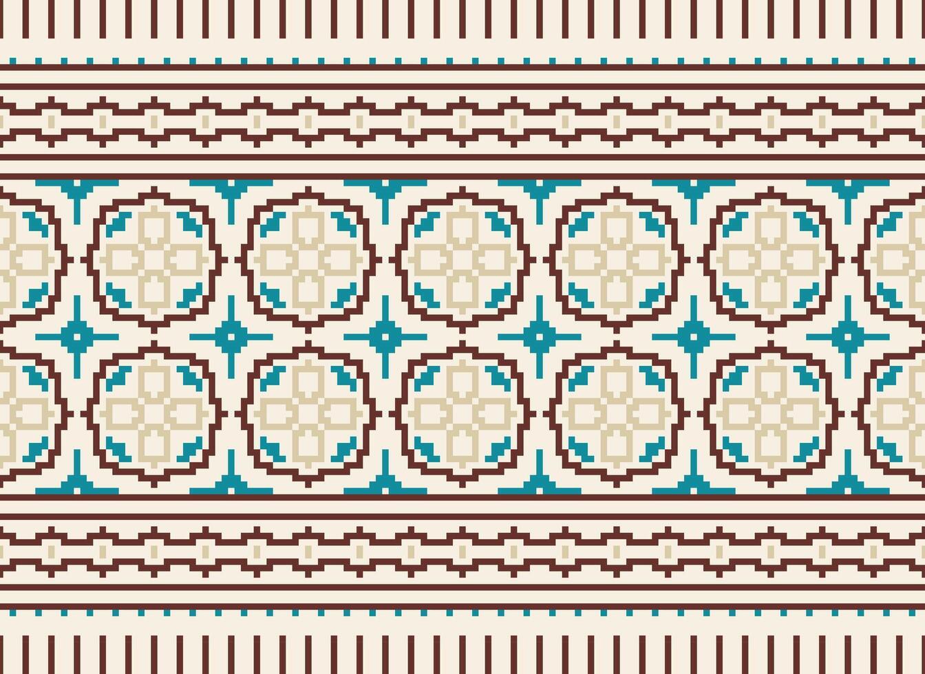 Beautiful floral cross stitch pattern.geometric ethnic oriental pattern traditional background.Aztec style abstract vector illustration.design for texture,fabric,clothing,wrapping,decoration,carpet.