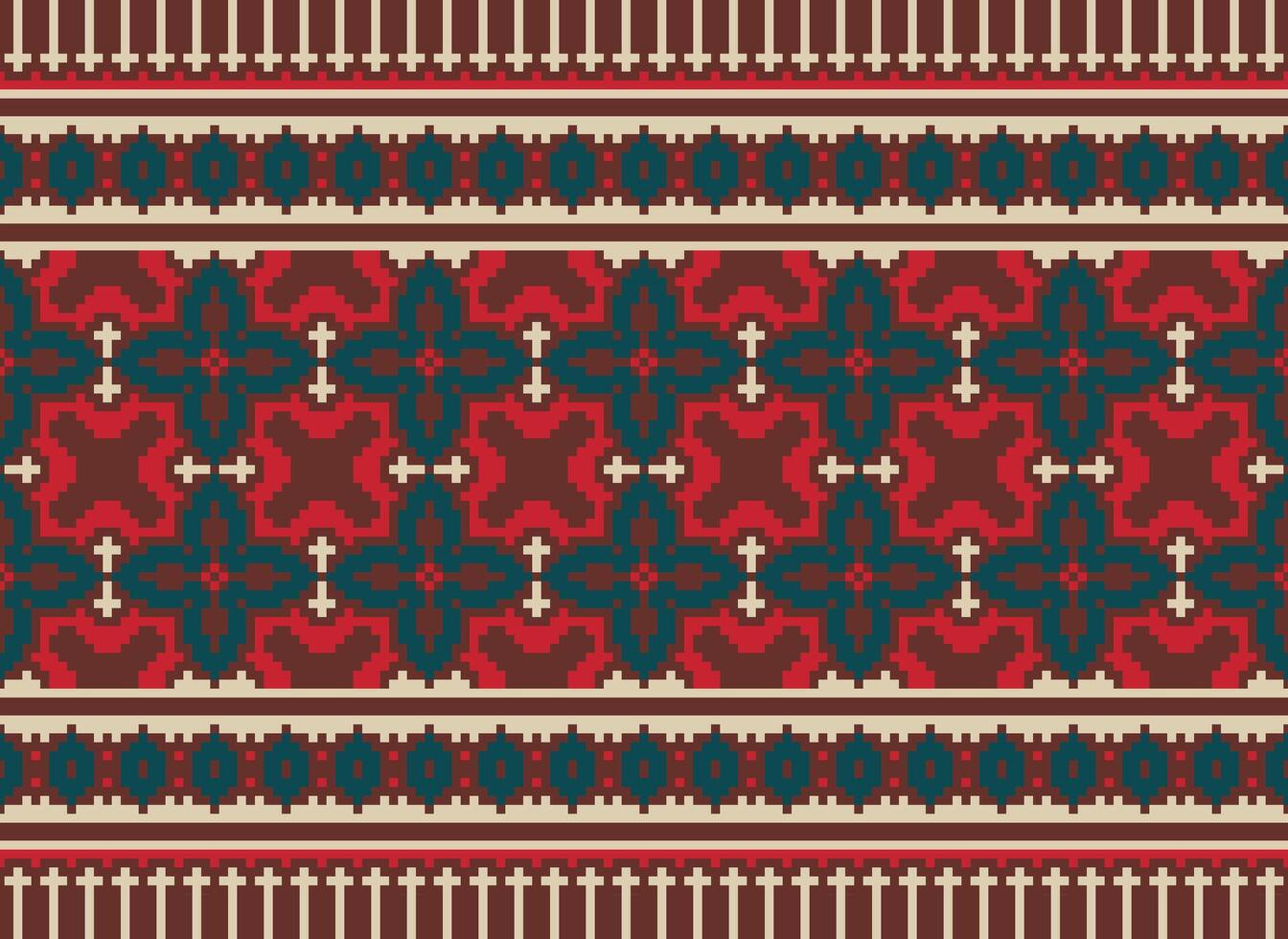Beautiful floral cross stitch pattern.geometric ethnic oriental pattern traditional background.Aztec style abstract vector illustration.design for texture,fabric,clothing,wrapping,decoration,carpet.