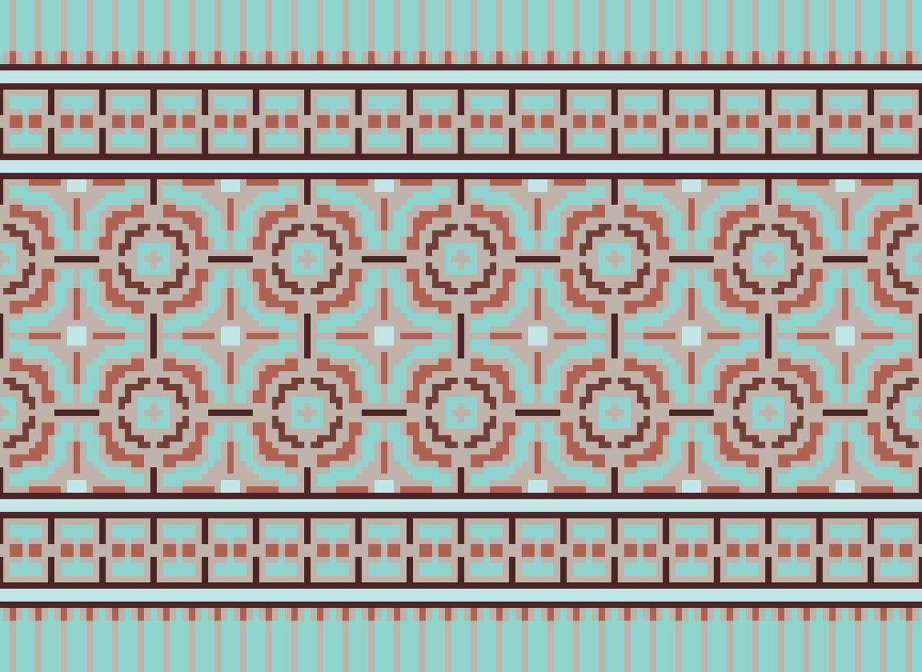 Beautiful floral cross stitch pattern.geometric ethnic oriental pattern traditional background.Aztec style abstract vector illustration.design for texture,fabric,clothing,wrapping,decoration,carpet.