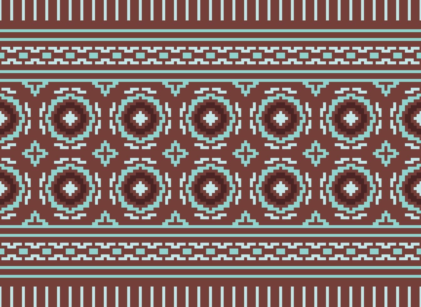 Beautiful floral cross stitch pattern.geometric ethnic oriental pattern traditional background.Aztec style abstract vector illustration.design for texture,fabric,clothing,wrapping,decoration,carpet.