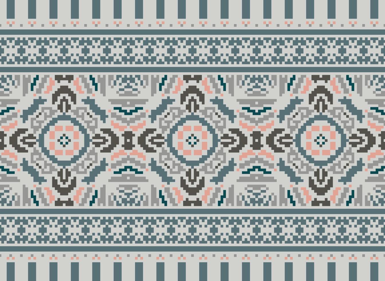 Beautiful pixel patterns traditional folk style, geometric ethnic seamless pattern vector illustration. Design for  cross stitch, carpet, wallpaper, clothing, texti fabric, wrapping, batik, embroidery