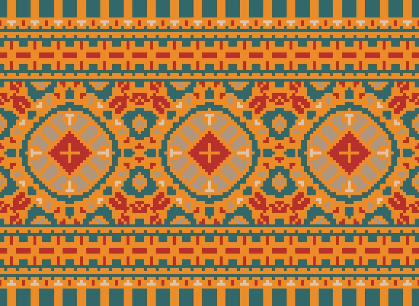 Beautiful pixel patterns traditional folk style, geometric ethnic seamless pattern vector illustration. Design for  cross stitch, carpet, wallpaper, clothing, texti fabric, wrapping, batik, embroidery