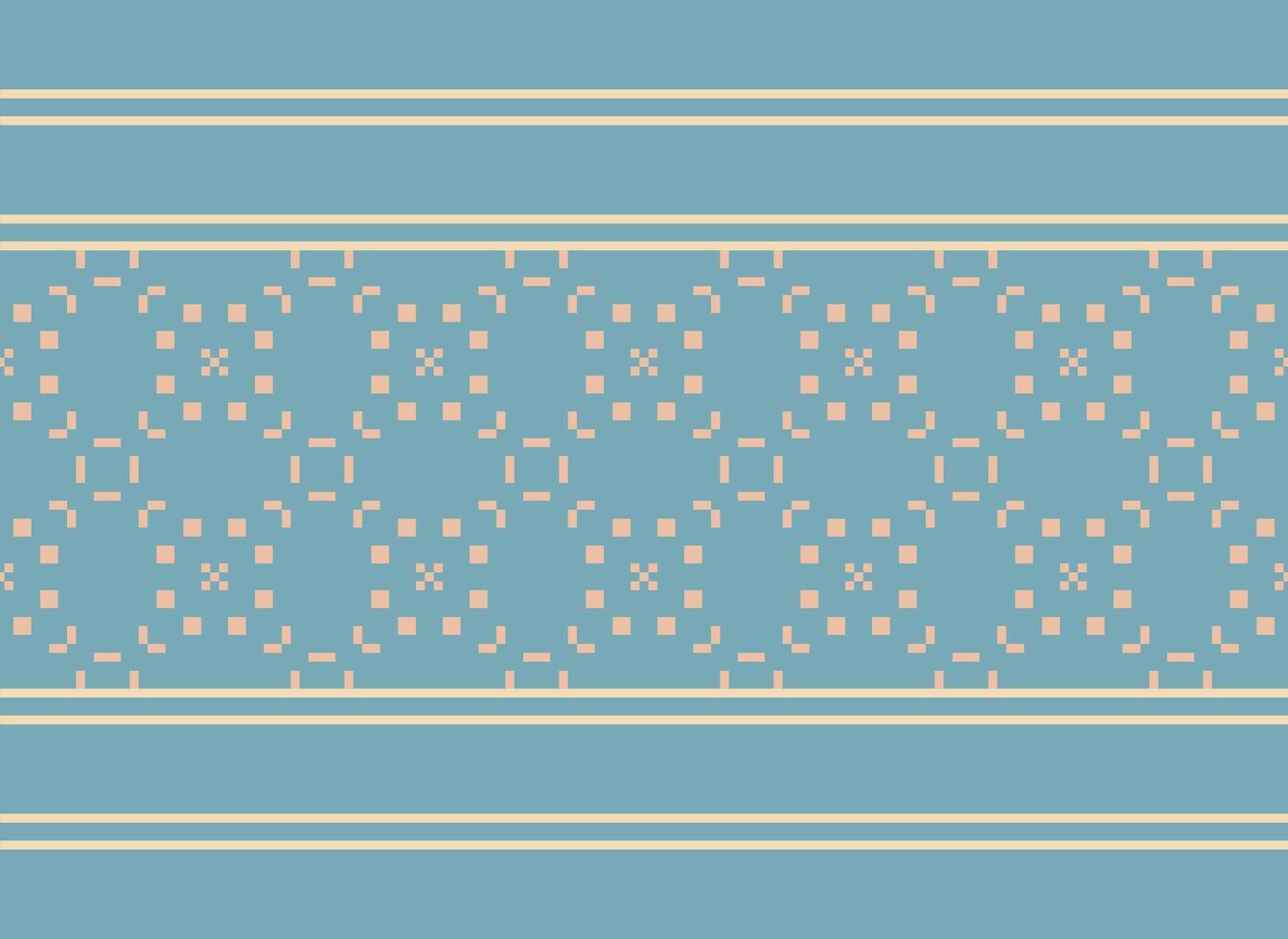 Pixel vintages cross stitch traditional ethnic pattern paisley flower Ikat background abstract Aztec African Indonesian Indian seamless pattern for fabric print cloth dress carpet curtains and sarong vector
