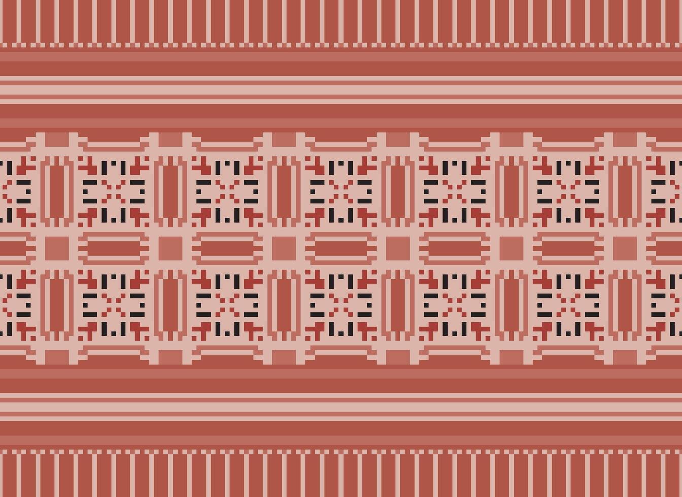 Pixel cross stitch traditional ethnic pattern paisley flower Ikat background abstract Aztec African Indonesian Indian seamless pattern for fabric print cloth dress carpet curtains and sarong vector