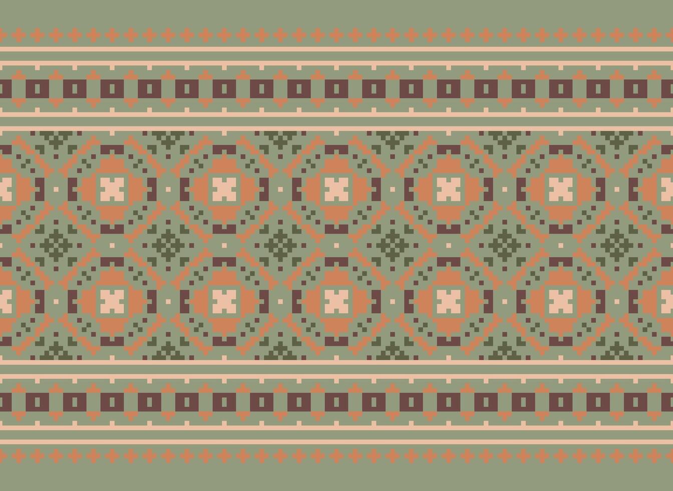 cruzar puntada bordado. étnico patrones. nativo estilo. tradicional diseño para textura, textil, tela, ropa, prendas de punto, impresión. geométrico píxel horizontal sin costura vector. vector