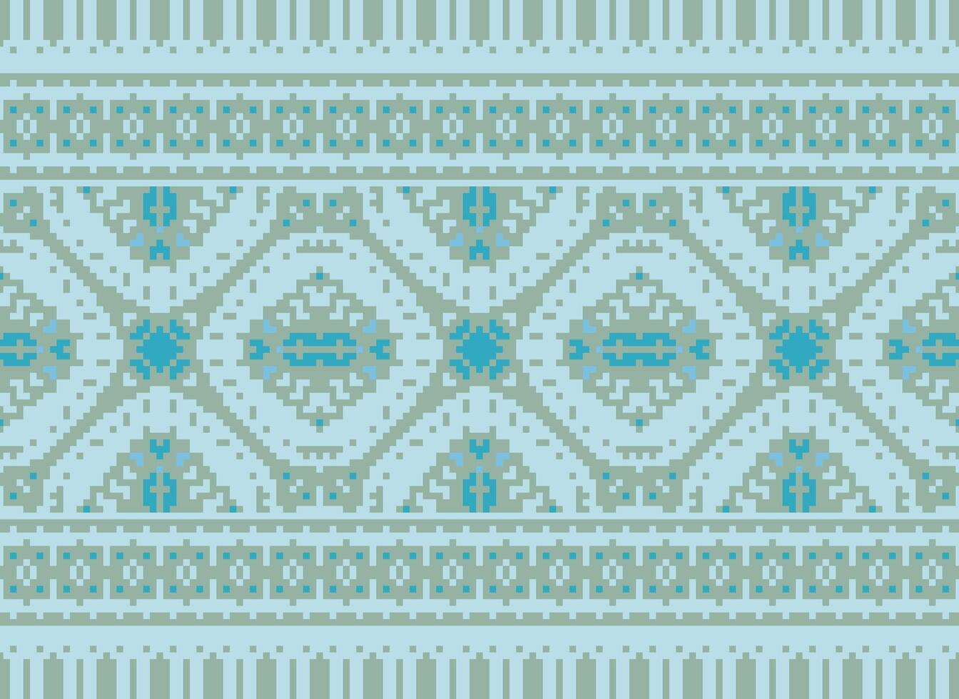 cruzar puntada bordado. étnico patrones. nativo estilo. tradicional diseño para textura, textil, tela, ropa, prendas de punto, impresión. geométrico píxel horizontal sin costura vector. vector