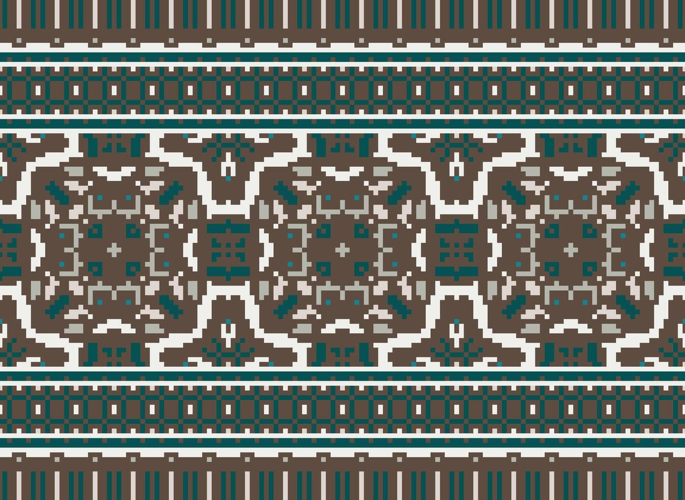 cruzar puntada bordado. étnico patrones. nativo estilo. tradicional diseño para textura, textil, tela, ropa, prendas de punto, impresión. geométrico píxel horizontal sin costura vector. vector