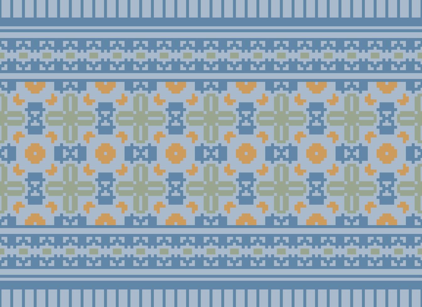 cruzar puntada bordado. étnico patrones. nativo estilo. tradicional diseño para textura, textil, tela, ropa, prendas de punto, impresión. geométrico píxel horizontal sin costura vector. vector