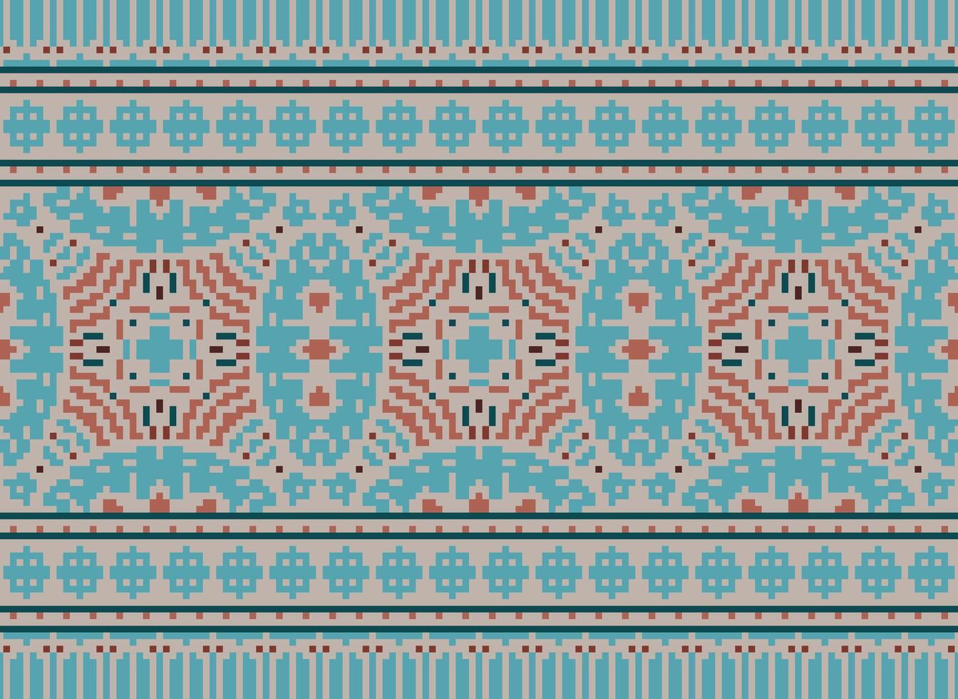 cruzar puntada bordado. étnico patrones. nativo estilo. tradicional diseño para textura, textil, tela, ropa, prendas de punto, impresión. geométrico píxel horizontal sin costura vector. vector