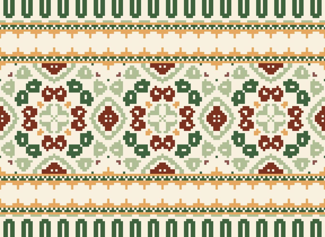 píxel cruzar puntada bordado. étnico patrones. nativo estilo. tradicional diseño para textura, textil, tela, ropa, prendas de punto, impresión. geométrico píxel horizontal sin costura vector. vector