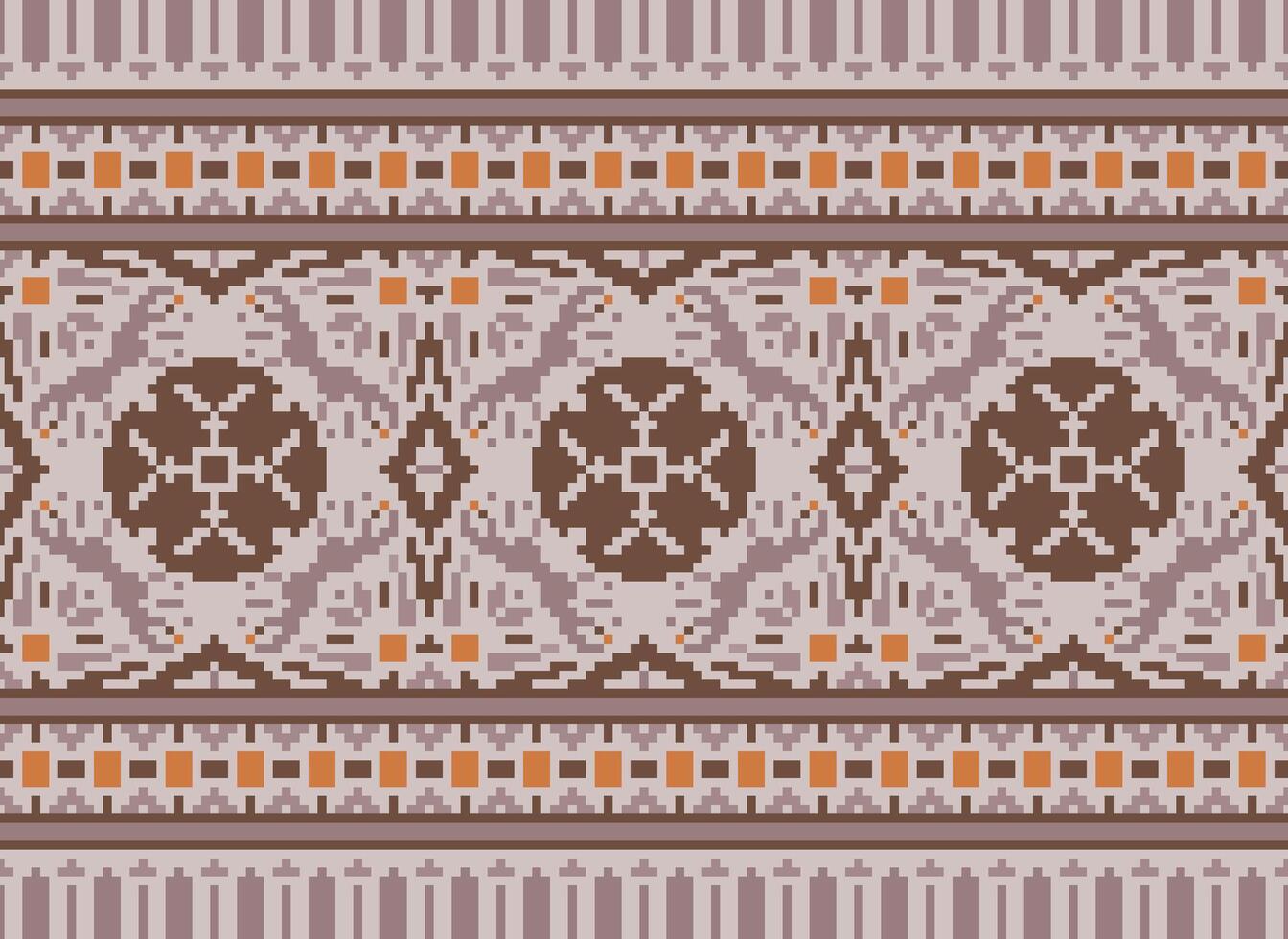 píxel cruzar puntada bordado. étnico patrones. nativo estilo. tradicional diseño para textura, textil, tela, ropa, prendas de punto, impresión. geométrico píxel horizontal sin costura vector. vector