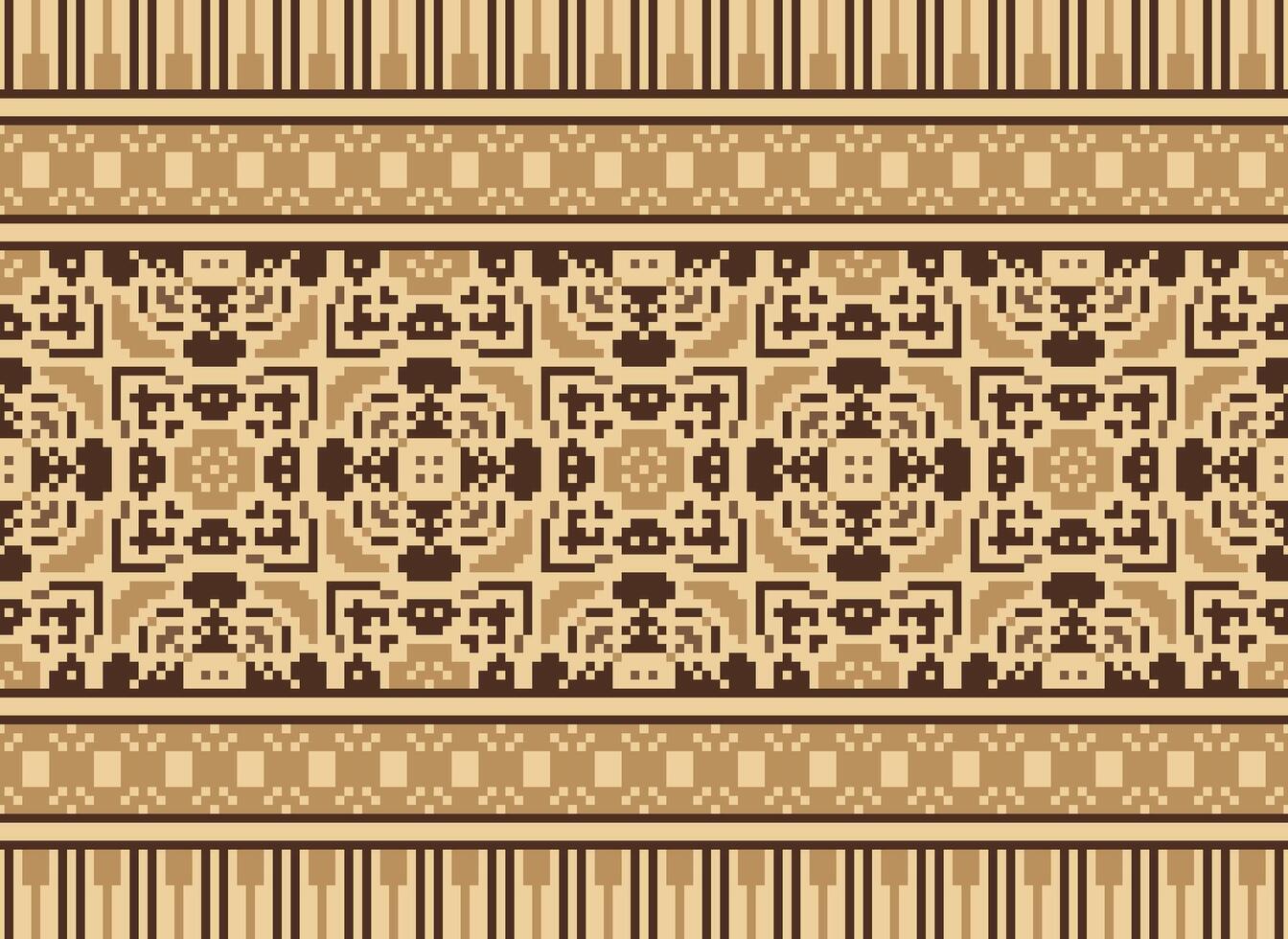Vintages Cross Stitch Traditional Ethnic Pattern Paisley Flower Ikat Background Abstract Aztec African Indonesian Indian Seamless Pattern for Fabric Print Cloth Dress Carpet Curtains and Sarong vector