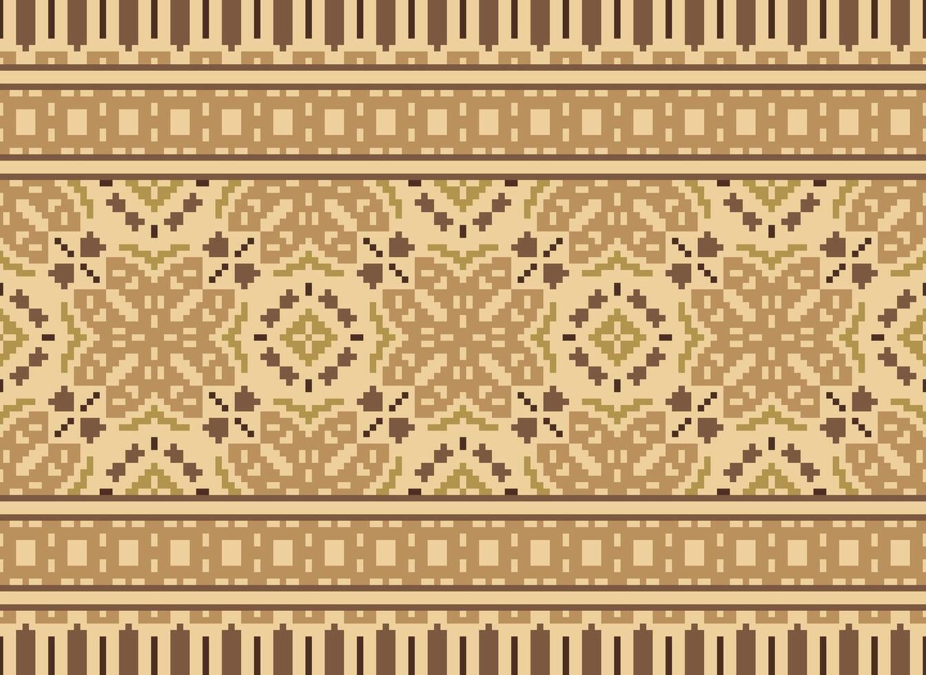 Vintages Cross Stitch Traditional Ethnic Pattern Paisley Flower Ikat Background Abstract Aztec African Indonesian Indian Seamless Pattern for Fabric Print Cloth Dress Carpet Curtains and Sarong vector