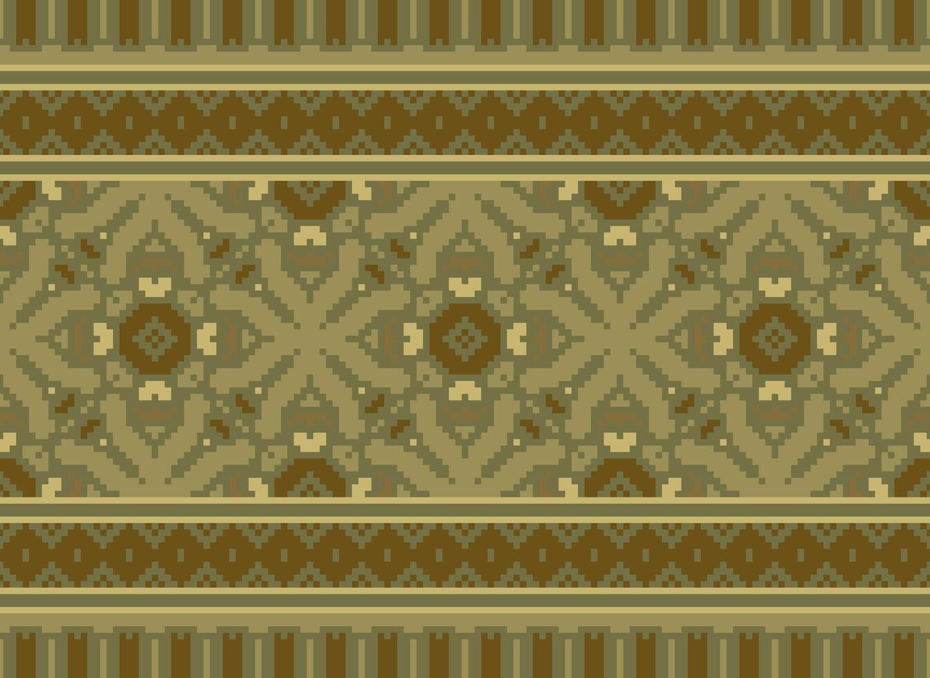Vintages Cross Stitch Traditional Ethnic Pattern Paisley Flower Ikat Background Abstract Aztec African Indonesian Indian Seamless Pattern for Fabric Print Cloth Dress Carpet Curtains and Sarong vector