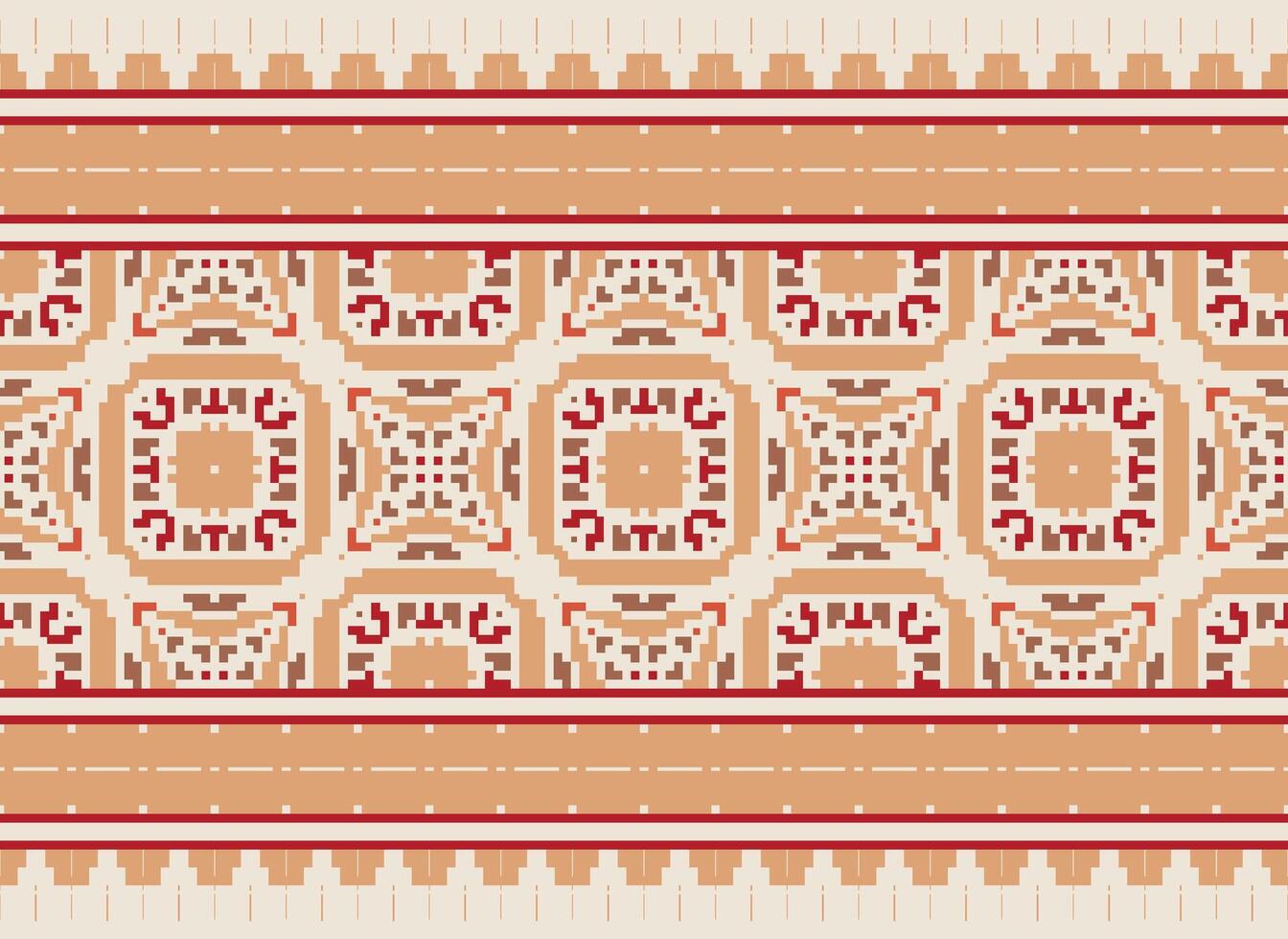 Vintages Cross Stitch Traditional Ethnic Pattern Paisley Flower Ikat Background Abstract Aztec African Indonesian Indian Seamless Pattern for Fabric Print Cloth Dress Carpet Curtains and Sarong vector