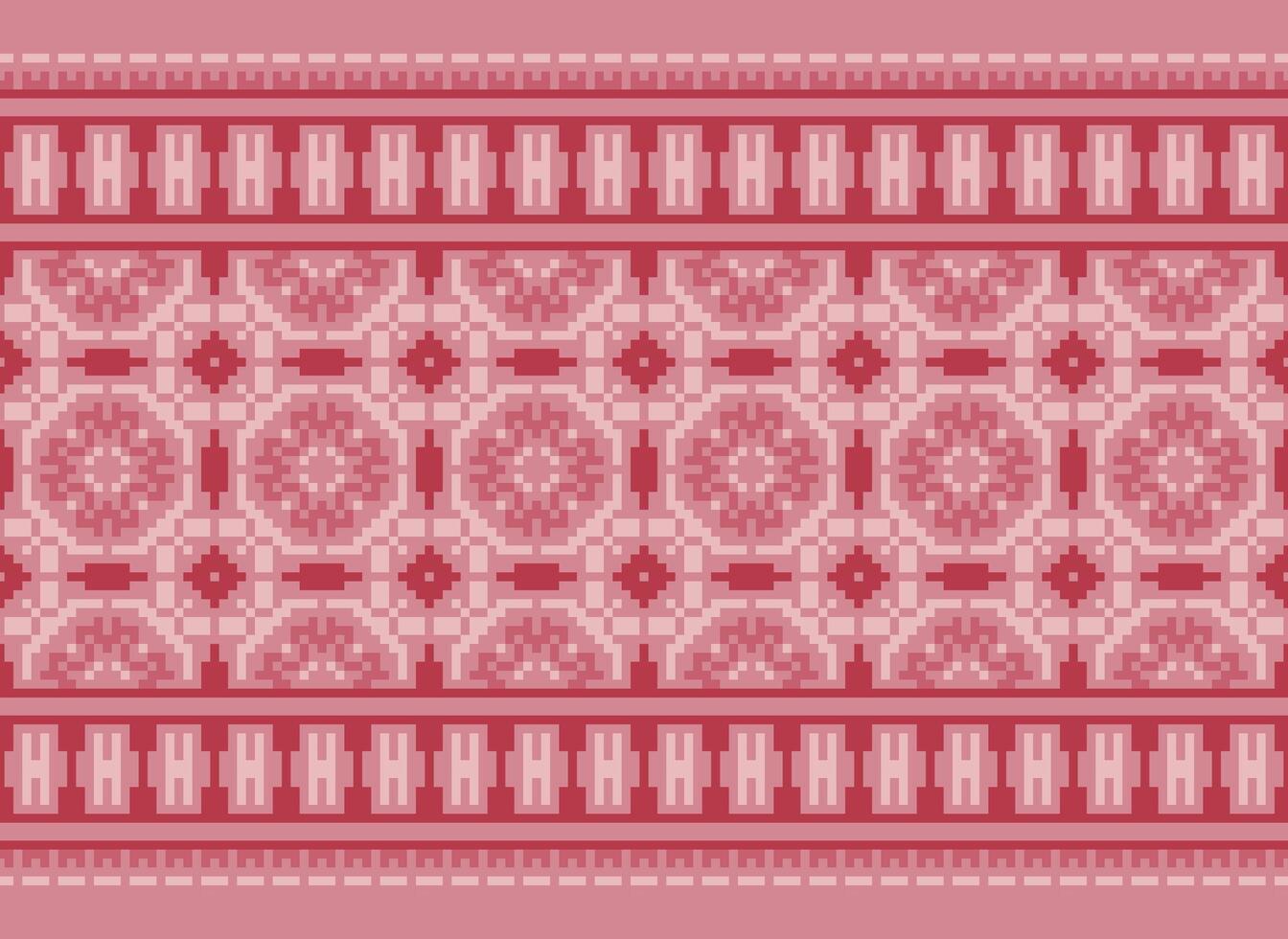 Vintages Cross Stitch Traditional Ethnic Pattern Paisley Flower Ikat Background Abstract Aztec African Indonesian Indian Seamless Pattern for Fabric Print Cloth Dress Carpet Curtains and Sarong vector