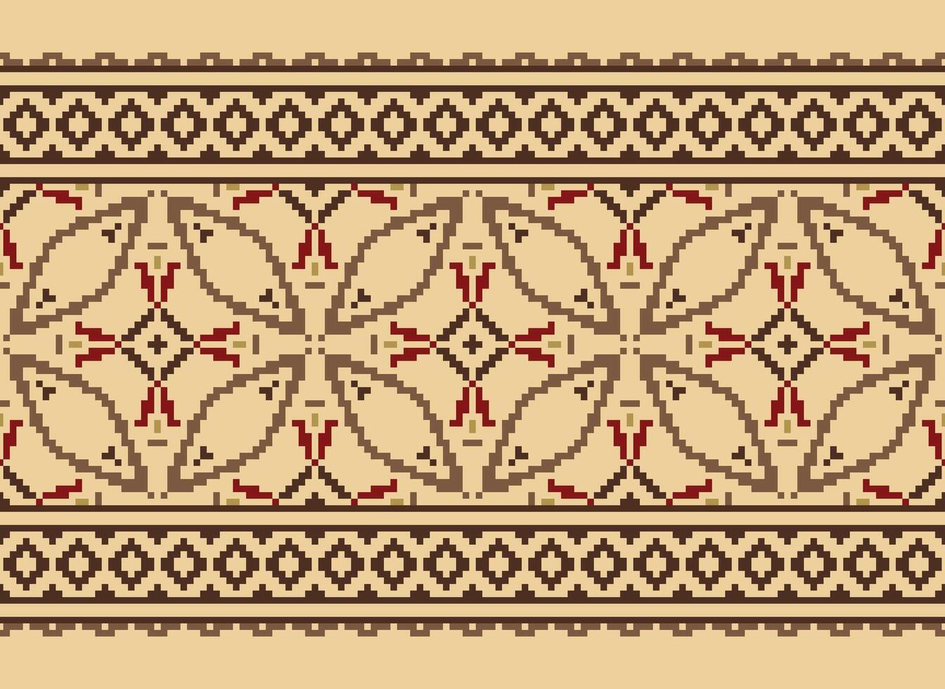 Vintages Cross Stitch Traditional Ethnic Pattern Paisley Flower Ikat Background Abstract Aztec African Indonesian Indian Seamless Pattern for Fabric Print Cloth Dress Carpet Curtains and Sarong vector