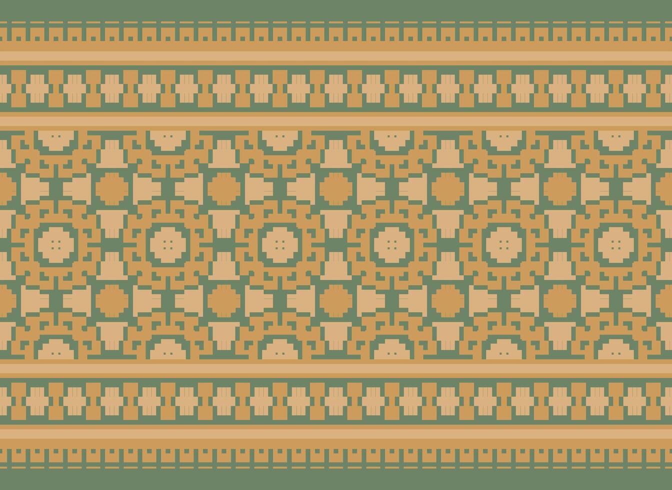 Vintages Cross Stitch Traditional Ethnic Pattern Paisley Flower Ikat Background Abstract Aztec African Indonesian Indian Seamless Pattern for Fabric Print Cloth Dress Carpet Curtains and Sarong vector