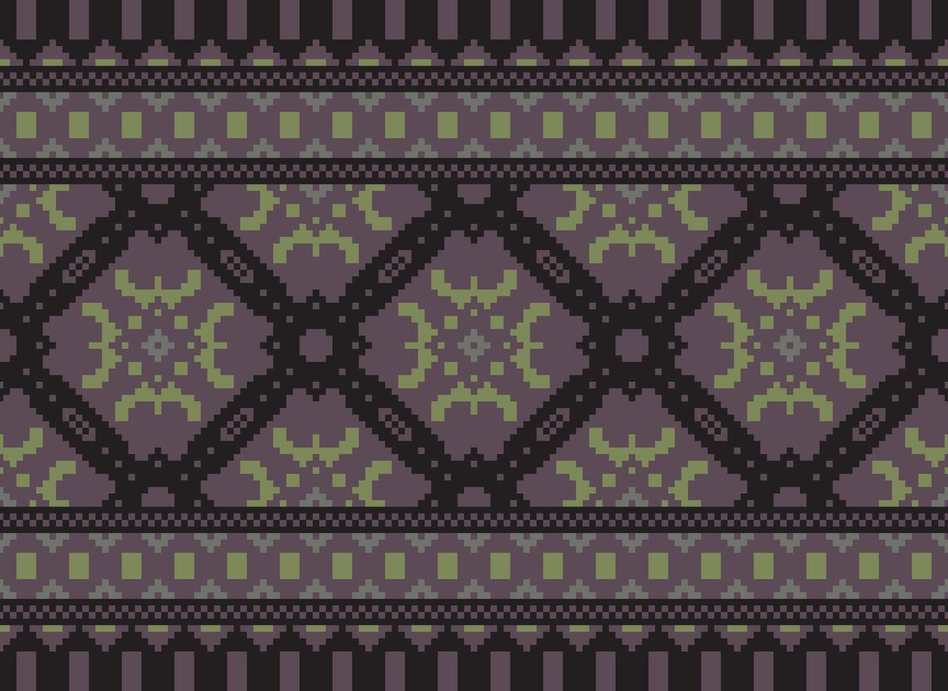 Vintages Cross Stitch Traditional Ethnic Pattern Paisley Flower Ikat Background Abstract Aztec African Indonesian Indian Seamless Pattern for Fabric Print Cloth Dress Carpet Curtains and Sarong vector