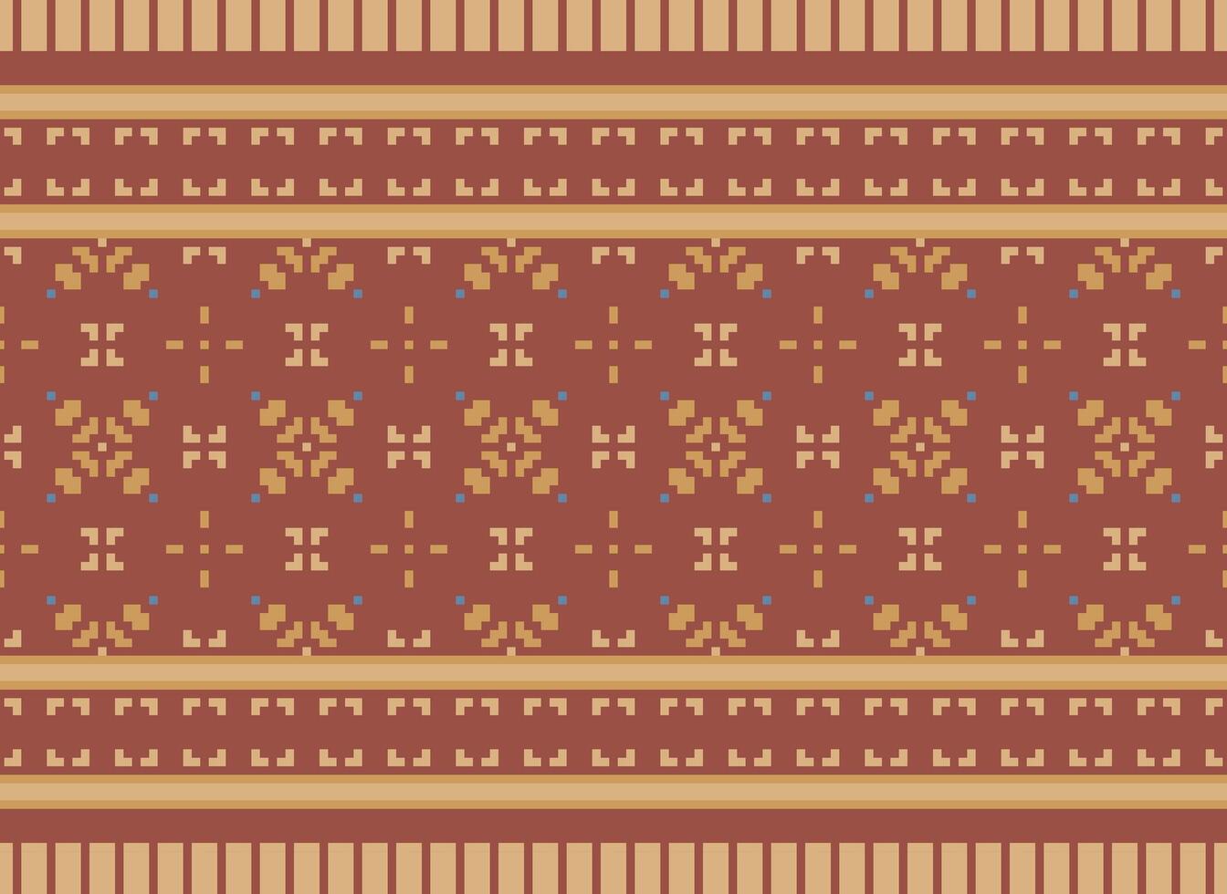 Pixel Vintages Cross Stitch Traditional Ethnic Pattern Paisley Flower Ikat Background Abstract Aztec African Indonesian Indian Seamless Pattern for Fabric Print Cloth Dress Carpet Curtains and Sarong vector