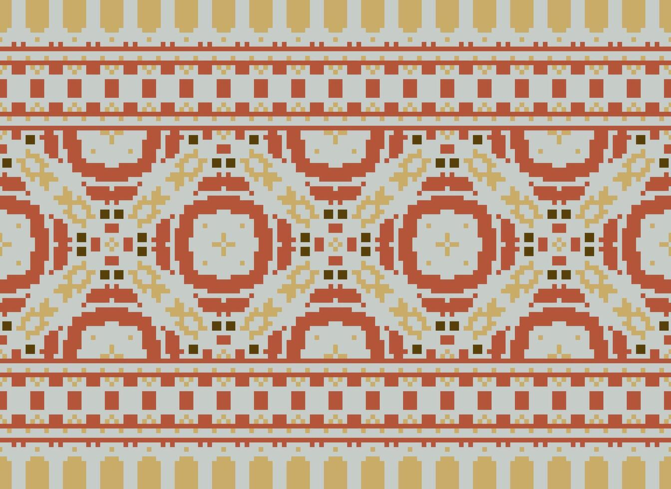 Vintages Cross Stitch Traditional Ethnic Pattern Paisley Flower Ikat Background Abstract Aztec African Indonesian Indian Seamless Pattern for Fabric Print Cloth Dress Carpet Curtains and Sarong vector