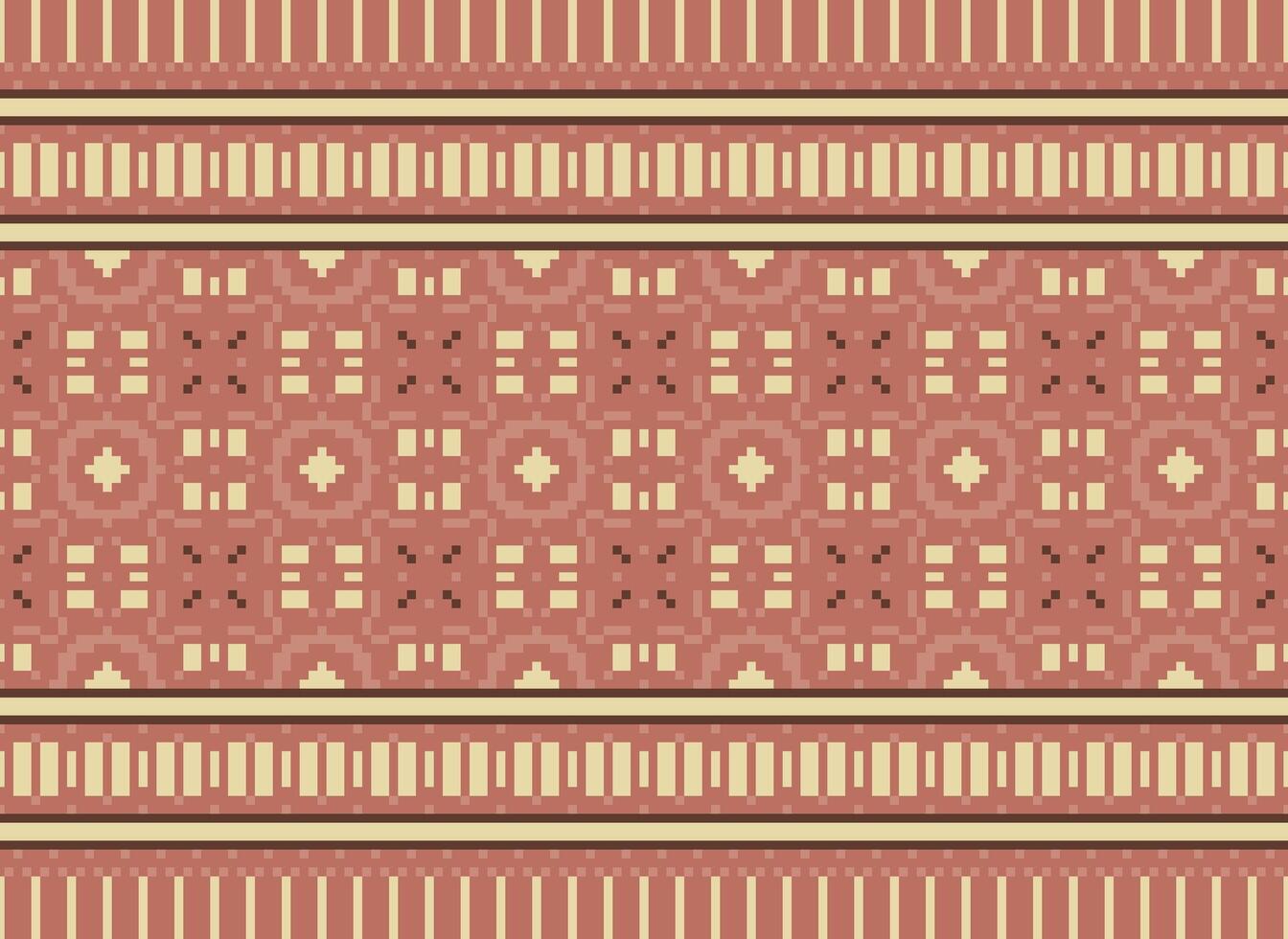 Vintages Cross Stitch Traditional Ethnic Pattern Paisley Flower Ikat Background Abstract Aztec African Indonesian Indian Seamless Pattern for Fabric Print Cloth Dress Carpet Curtains and Sarong vector